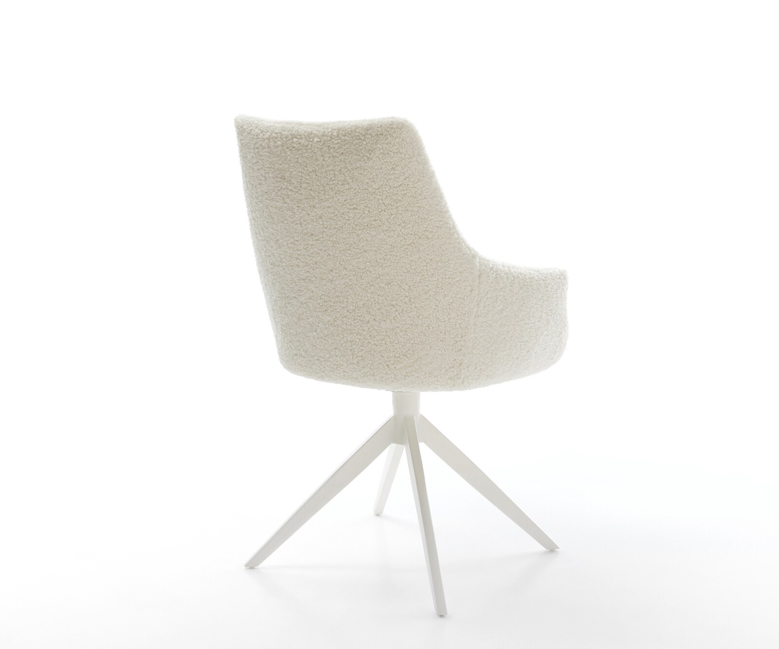 Drehstuhl Alja-Flex mit Armlehnen Teddystoff Beige Kreuzgestell breit Weiß 360° drehbar Wippfunktion Taschenfederkern 5