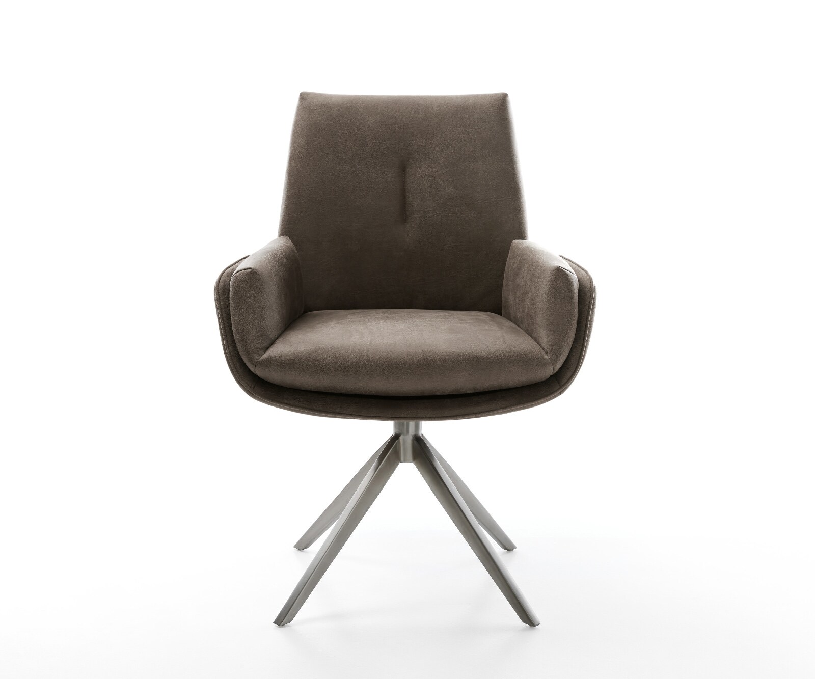 Drehstuhl Clea-Flex Mikrofaser Taupe Vintage Kreuzgestell breit Graphit 360° drehbar Wippfunktion 1