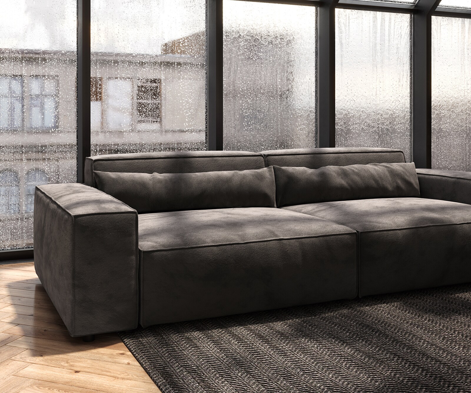 Big-Sofa Sirpio XL 270x130 cm Mikrofaser Khakibraun 5