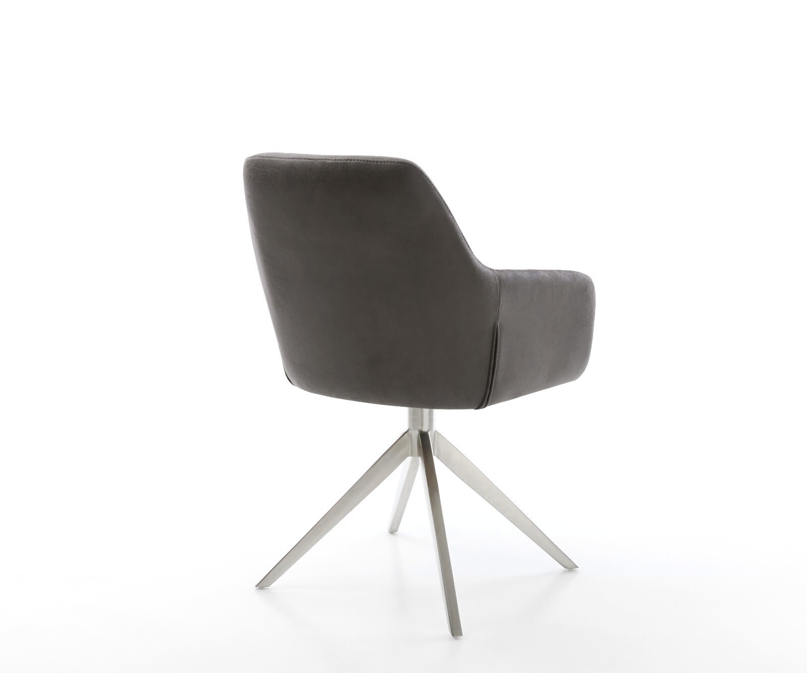 Chaise-pivotante Pejo-Flex microvelours anthracite vintage pied croisé large acier inoxydable brossé pivotement sur 360° fonction bascule ressorts ensachés 4