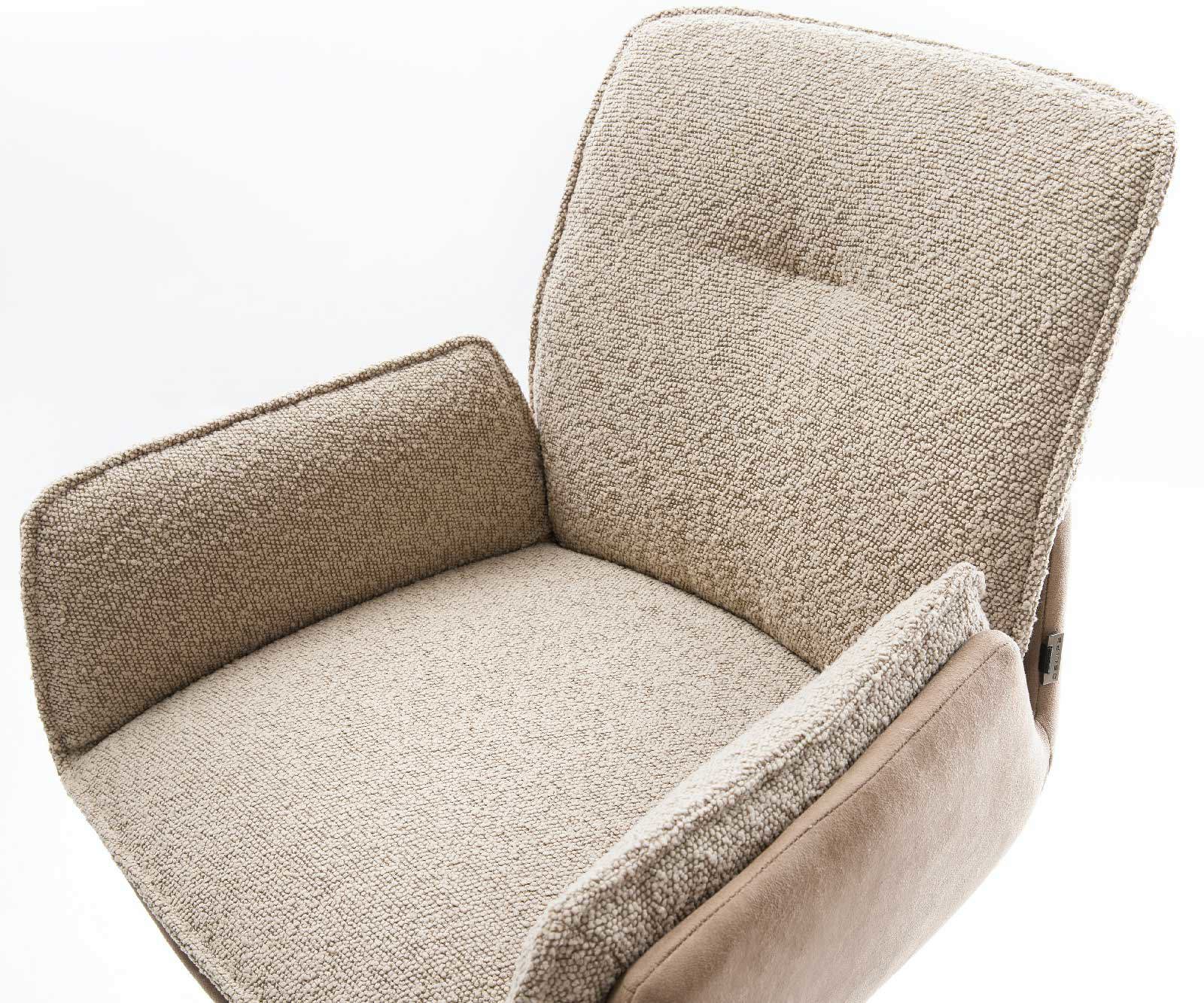 Chaise-de-bar Nela-Flex mélange de matériaux boue pied pivotant réglable en hauteur acier inoxydable pivotant ressorts ensachés 2
