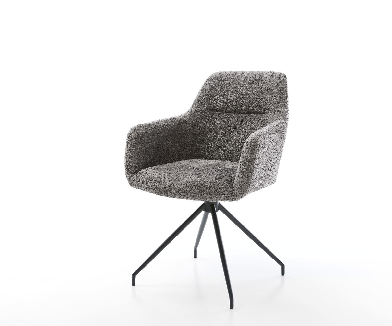 Drehstuhl Pejo-Flex Bouclé Grau Kreuzgestell konisch Schwarz 180° drehbar