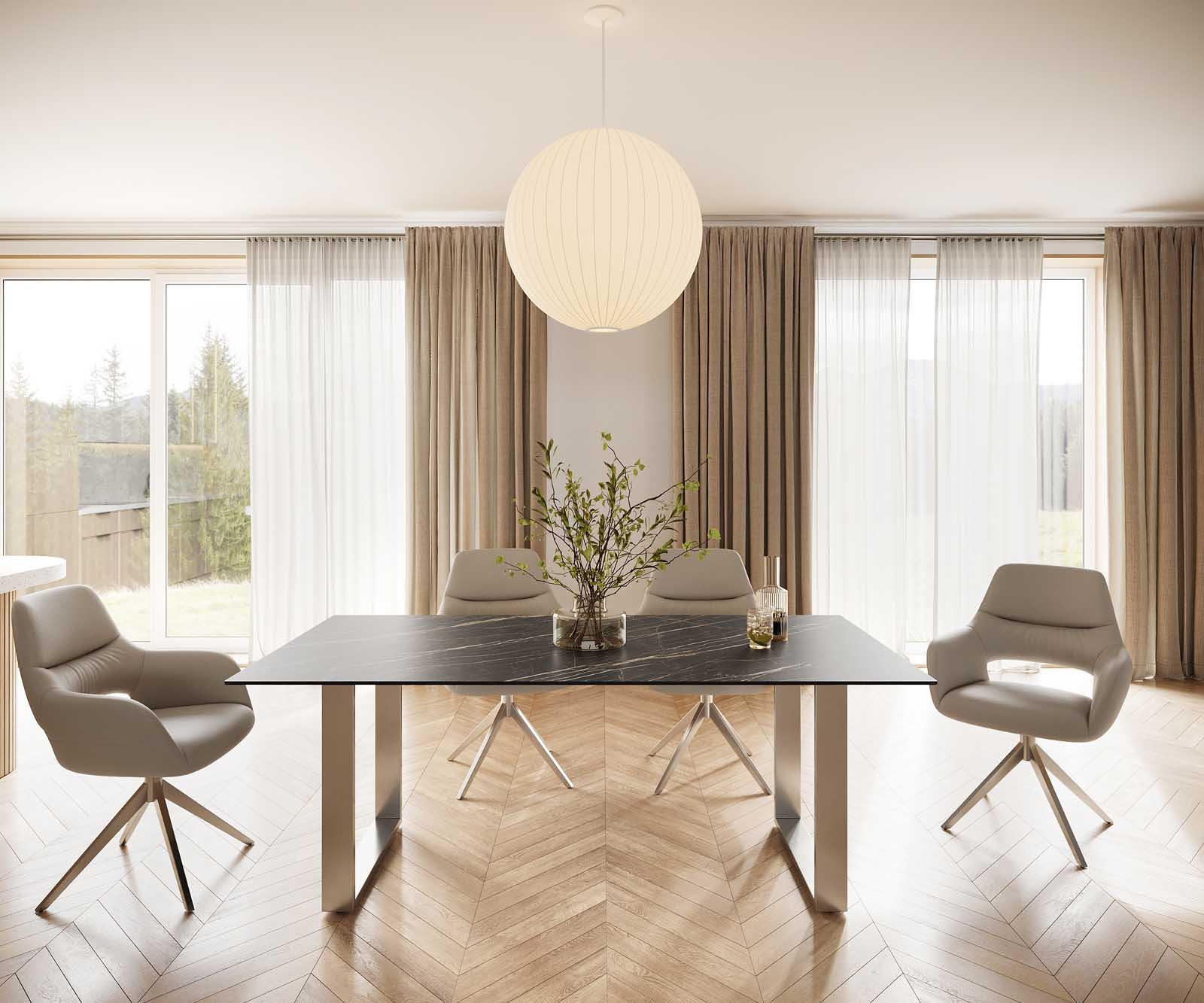 Table-à-manger Edge 200x100 céramique Laminam® noir desir brun inox étroit 1 Table-à-manger Edge 200x100 céramique Laminam® noir desir brun inox étroit 1