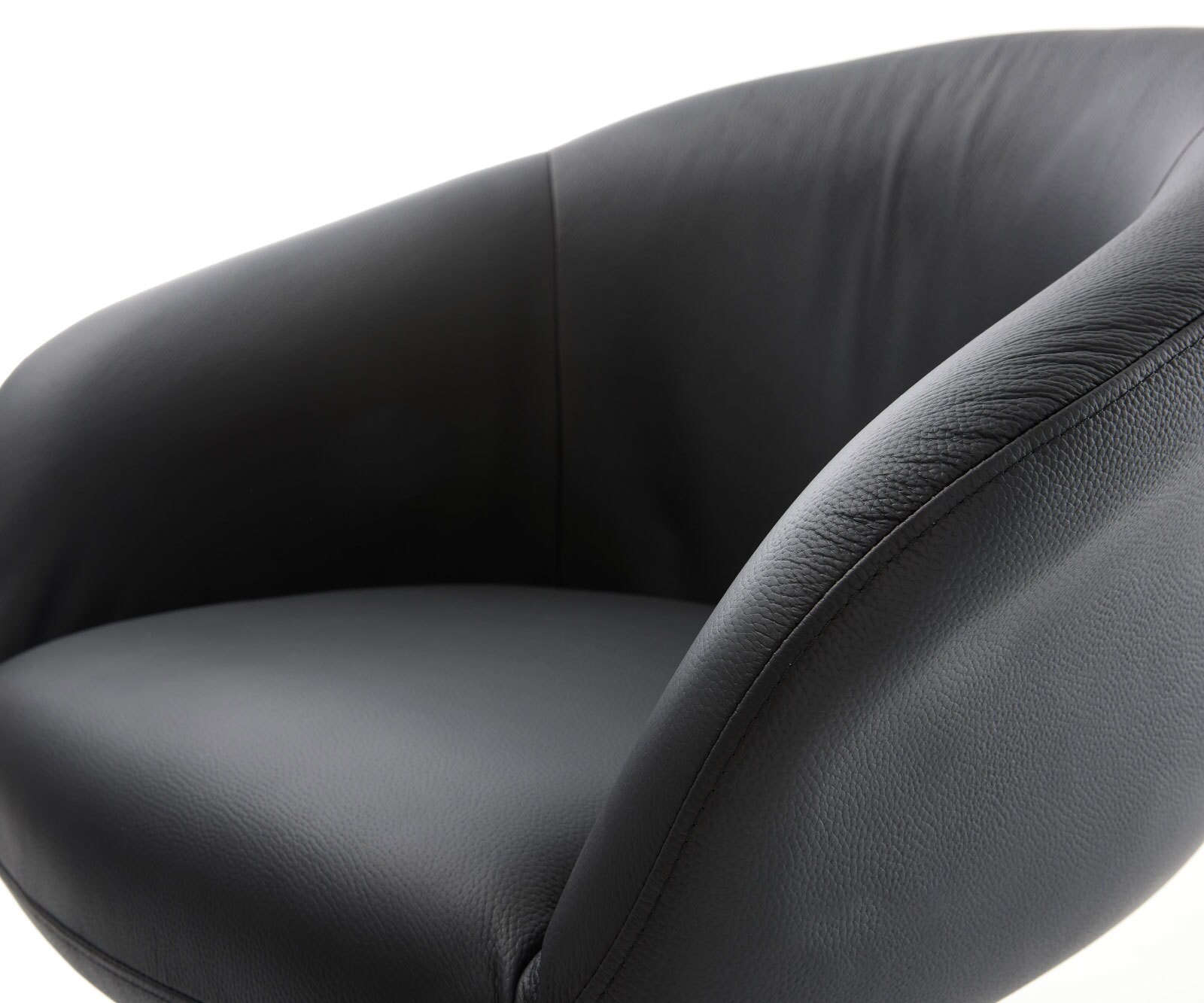 Chaise-pivotante Vinka-Flex cuir de vache noir pied croisé large acier inoxydable brossé pivotement sur 360° fonction bascule ressorts ensachés 3