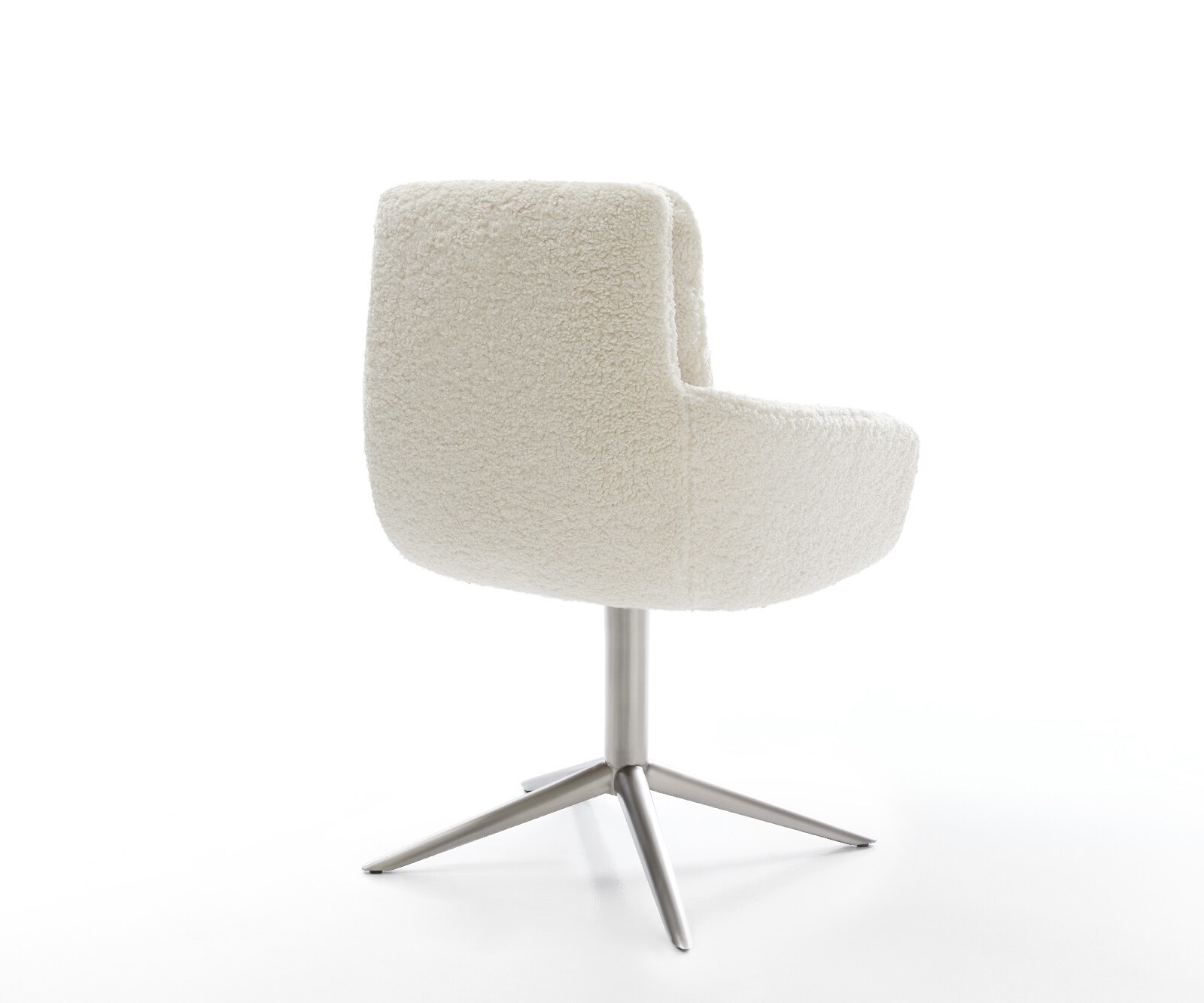 Chaise-pivotante Abelia-Flex avec accoudoirs tissu teddy beige pied de chaise 4 branches acier inoxydable pivotement sur 360° fonction bascule 4