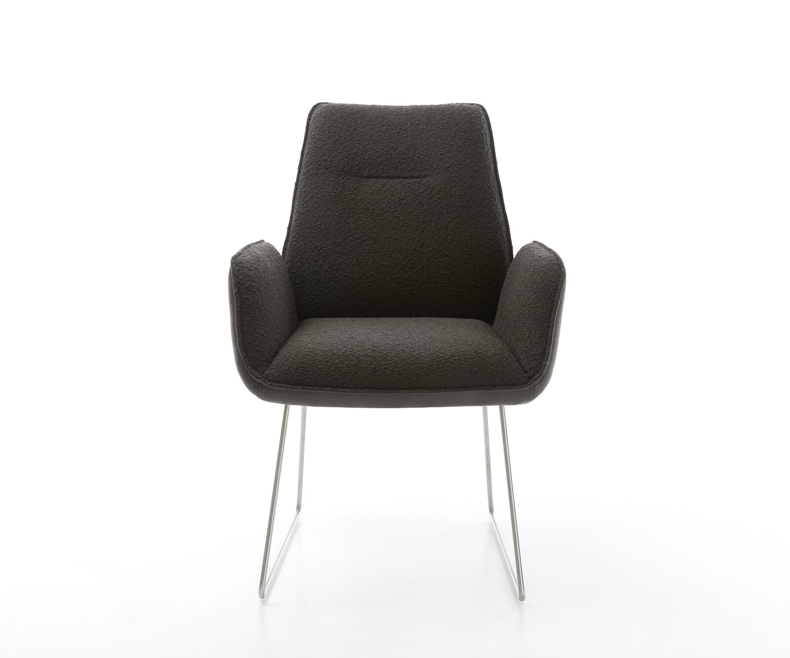 Chaise-de-salle-à-manger Zoa-Flex tissu mixte noir pied trapèze roestvrij staal ressorts ensachés 1