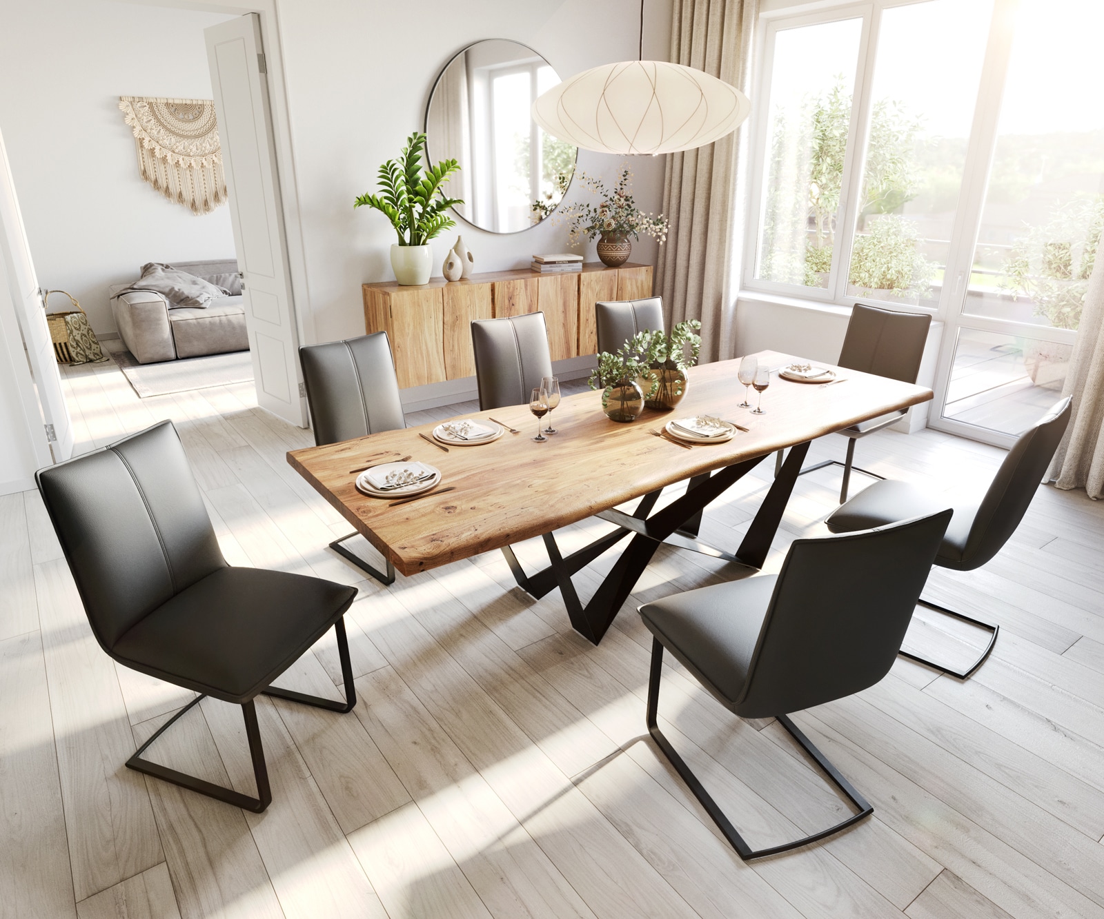Cantilever Lelio-Flex cuir de vache noir pied cantilever plat noir ressorts ensachés 4 Cantilever Lelio-Flex cuir de vache noir pied cantilever plat noir ressorts ensachés 4