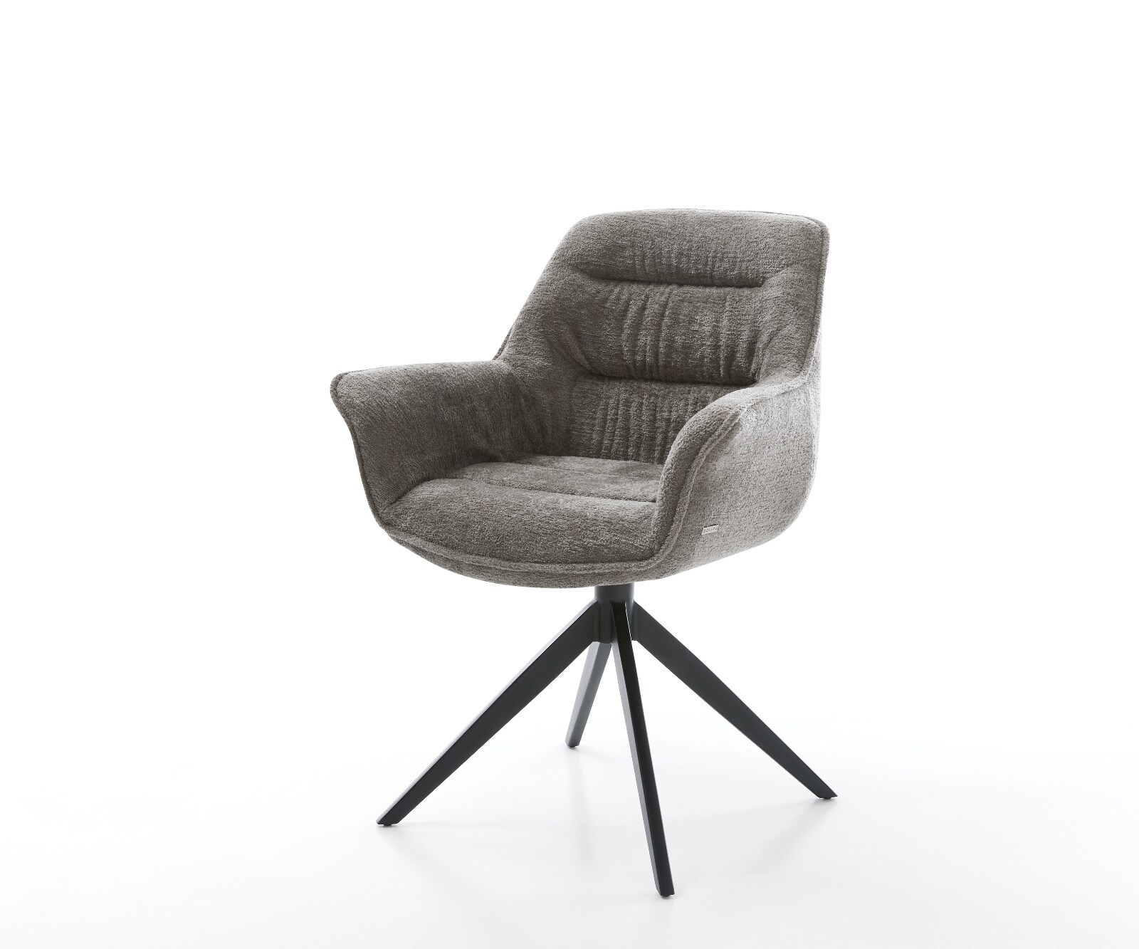 Drehstuhl Kaira-Flex Bouclé Soft Schlamm Kreuzgestell breit Schwarz 360° drehbar Wippfunktion 1