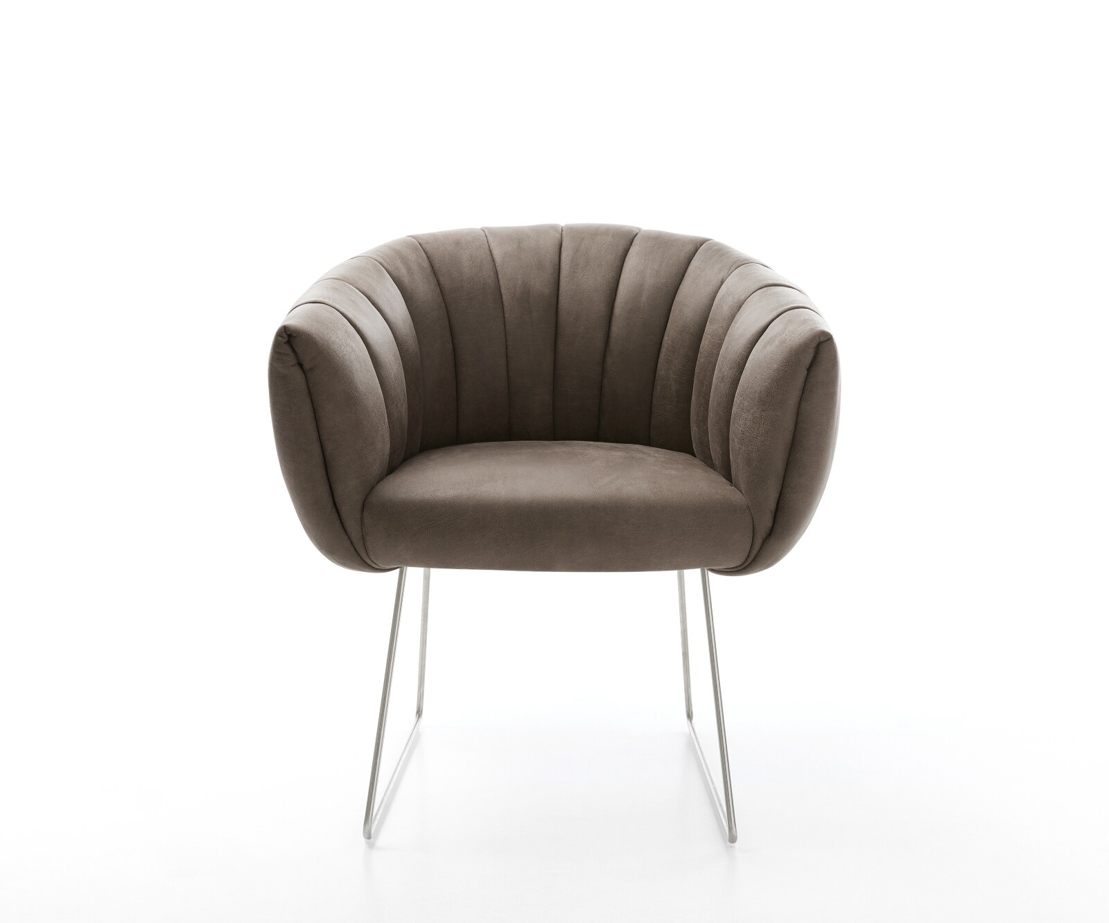 Esszimmerstuhl Jada-Flex Mikrofaser Taupe Vintage Kufengestell Edelstahl Taschenfederkern 2