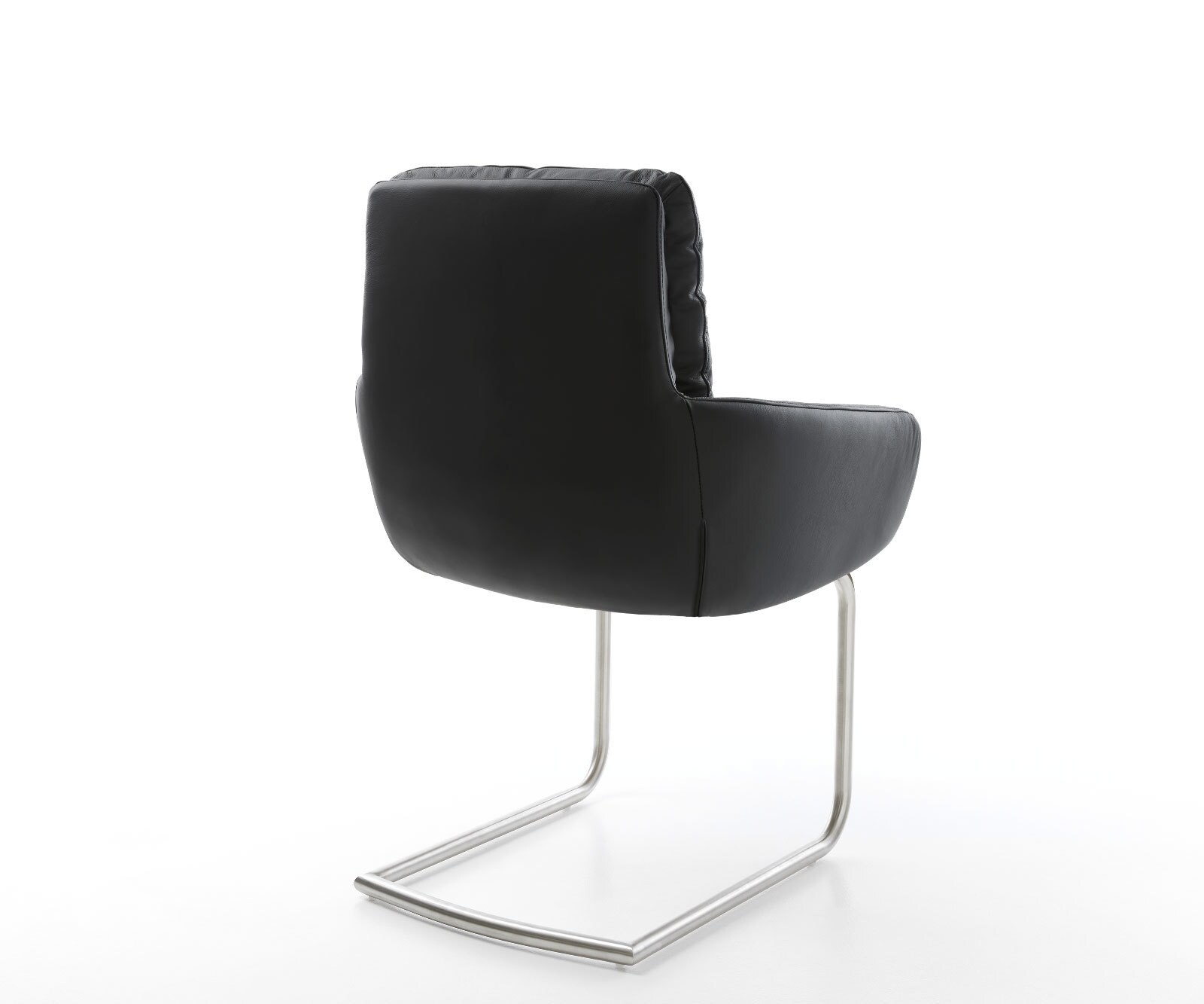 Freischwinger Abelia-Flex mit Armlehnen Echt-Leder Schwarz Freischwinger rund Edelstahl 5