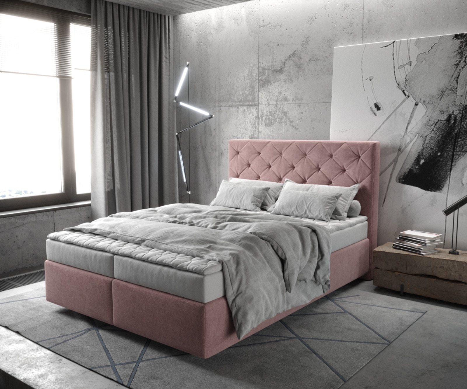 Boxspringbett Dream-Great 140x200 cm Mikrofaser Rosé mit Matratze und Topper Boxspringbett Dream-Great 140x200 cm Mikrofaser Rosé mit Matratze und Topper