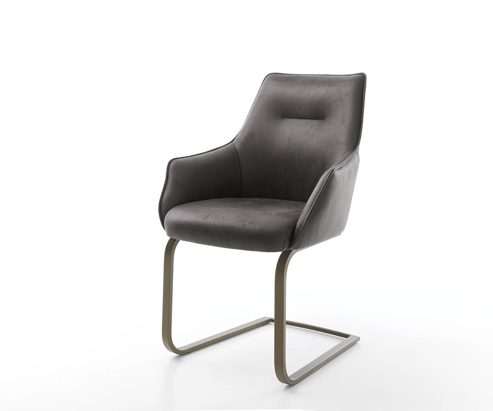 Cantilever Alja-Flex avec accoudoirs anthracite vintage pied cantilever plat aspect titane ressorts ensachés