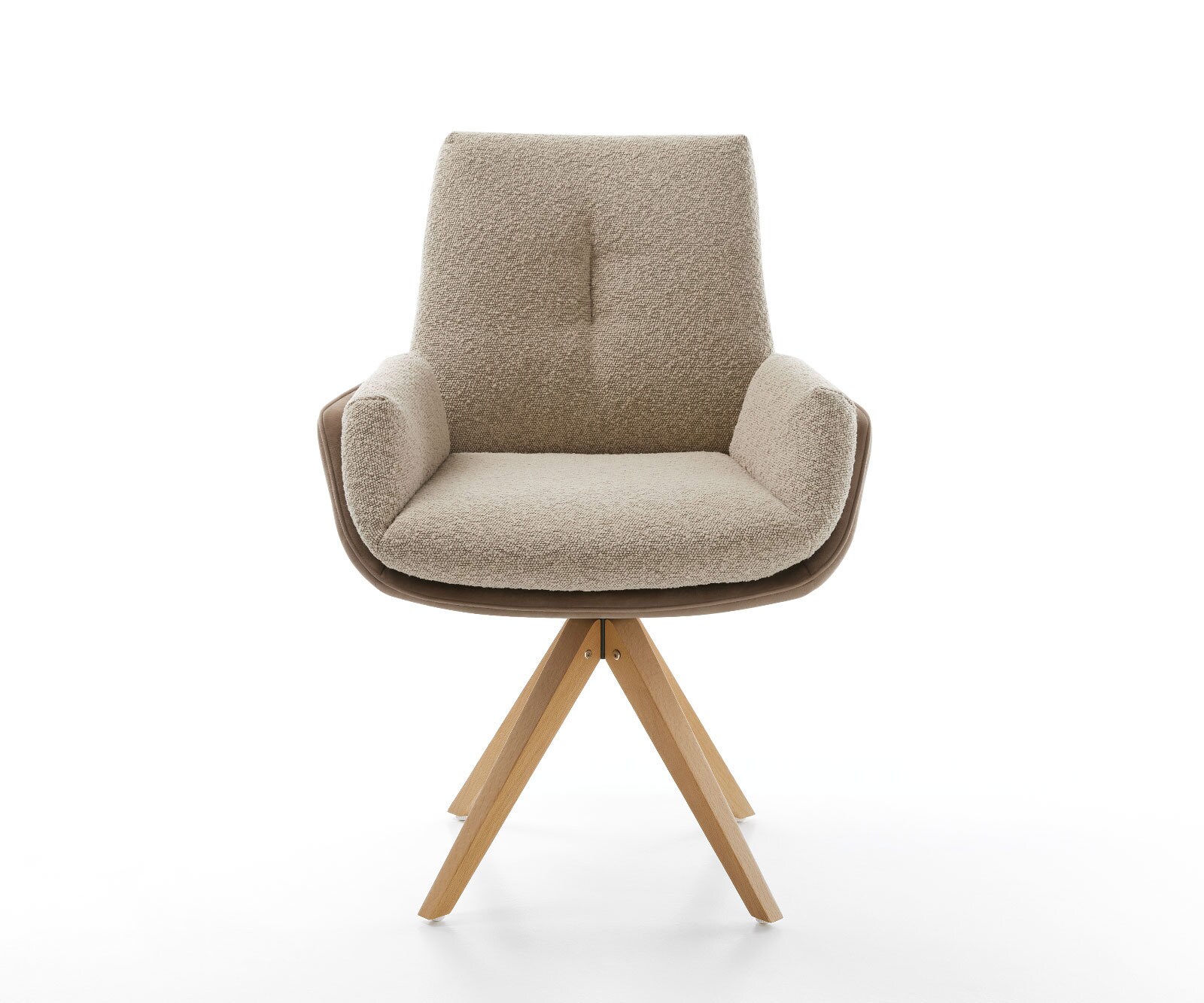 Chaise-pivotante Clea-Flex tissu mixte couleur boue pied en bois angulaire naturel pivotement sur 180° 1
