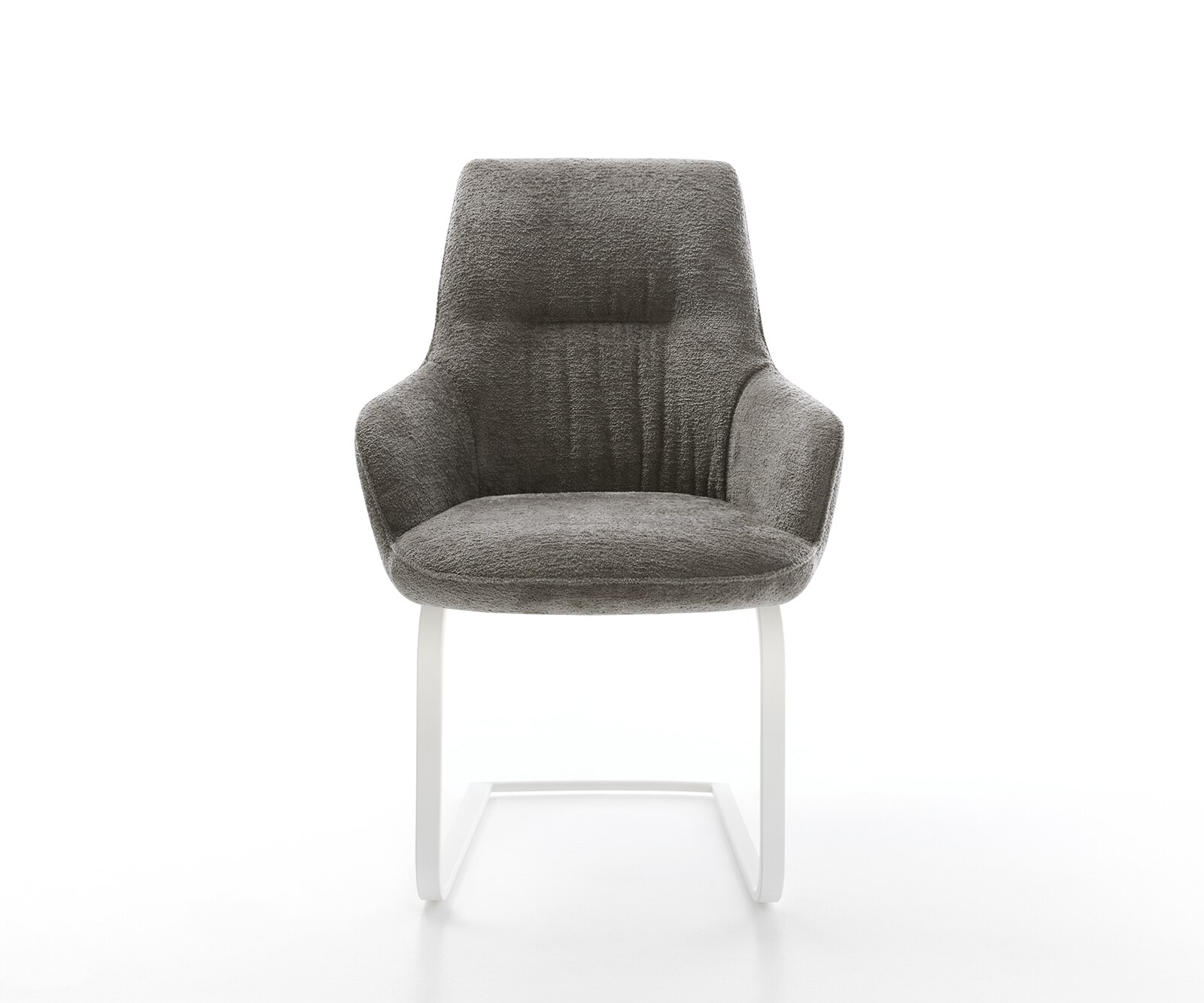Freischwinger Zelia-Flex mit Armlehnen Bouclé Soft Schlamm Freischwinger flach Weiß Taschenfederkern 2