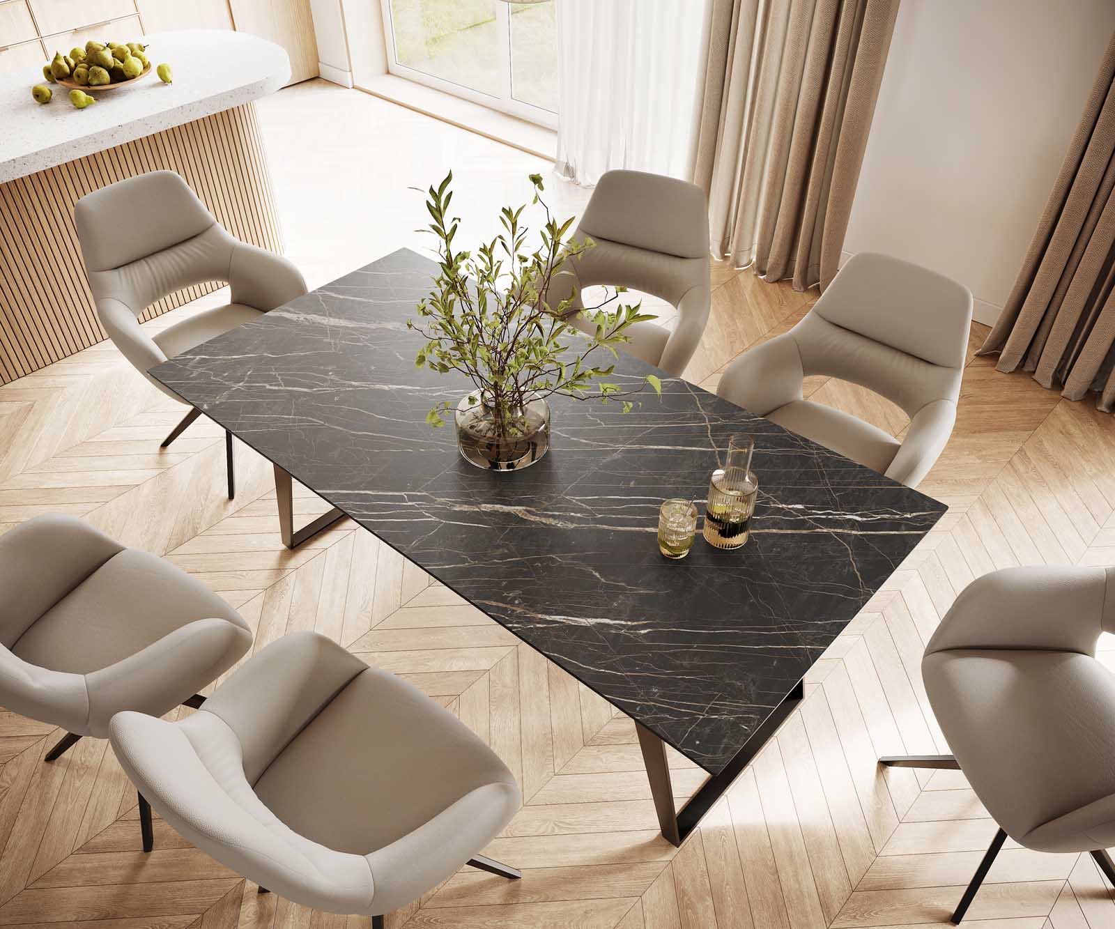 Table-à-manger Edge 200x100 céramique Laminam® noir desir brun métal oblique noir 3 Table-à-manger Edge 200x100 céramique Laminam® noir desir brun métal oblique noir 3