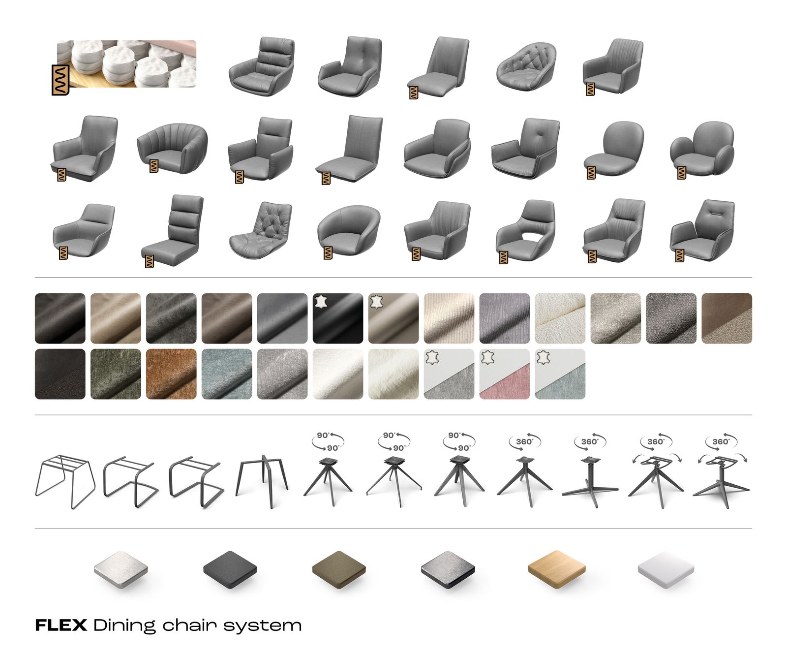 Freischwinger Alja-Flex mit Armlehnen Teddystoff Beige Freischwinger flach Graphit Taschenfederkern 7