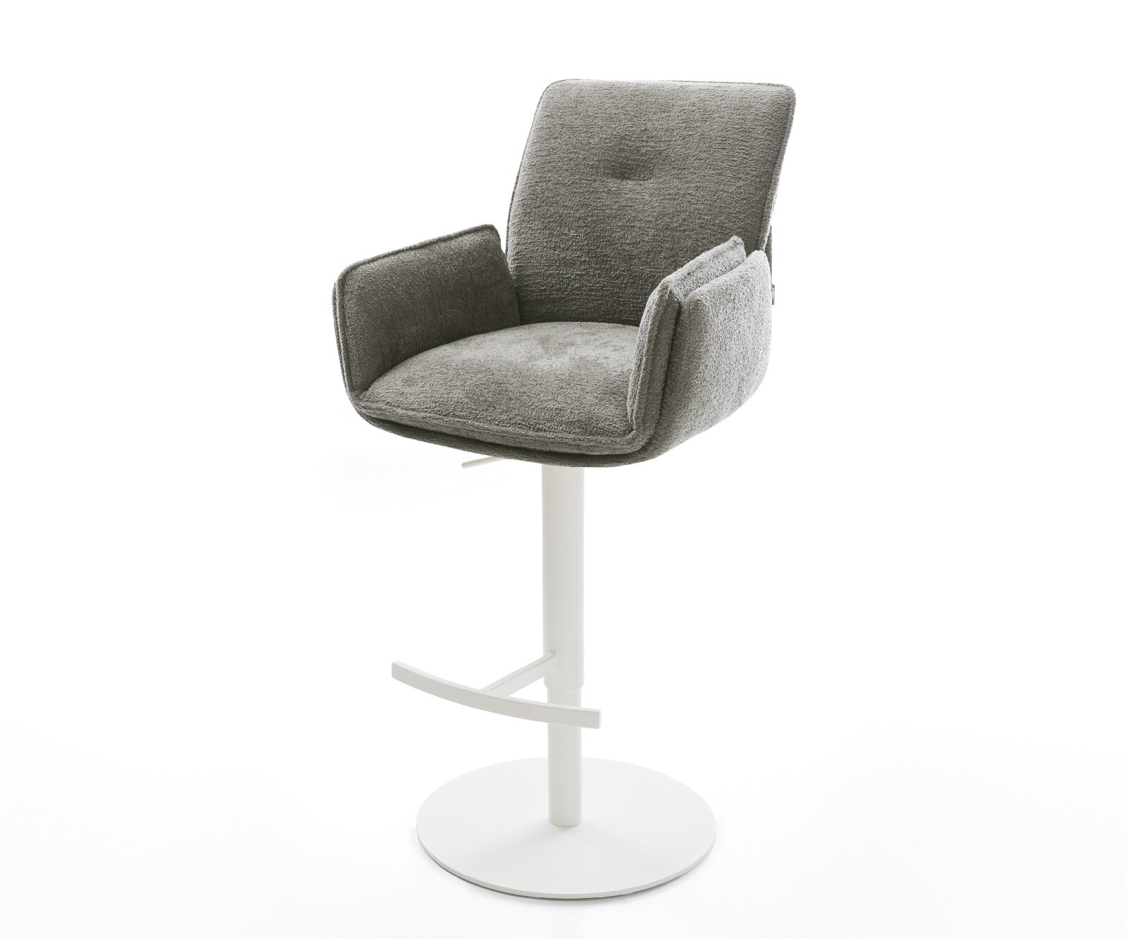Barstuhl Nela-Flex Bouclé Soft Schlamm Drehfuß höhenverstellbar Metall Weiß