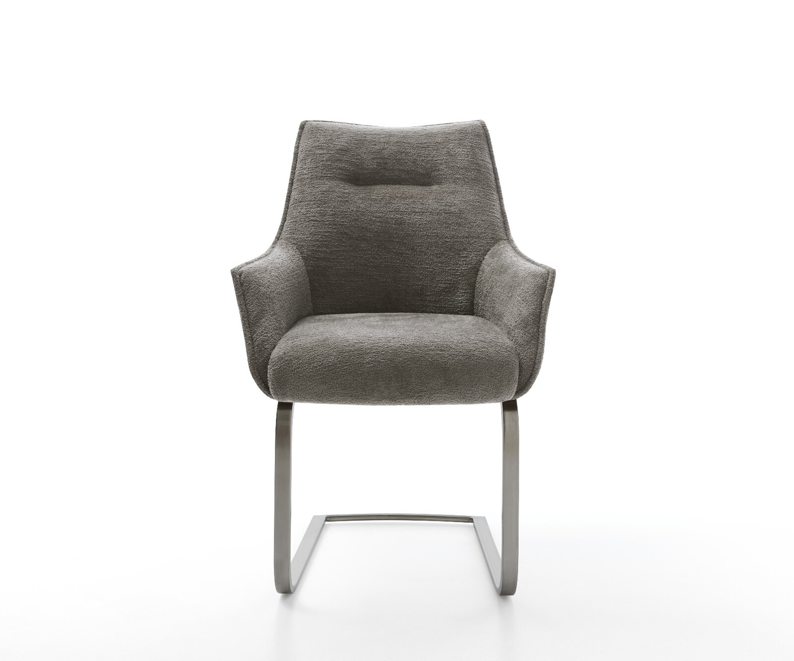 Freischwinger Alja-Flex mit Armlehnen Bouclé Soft Schlamm Freischwinger flach Graphit Taschenfederkern 1