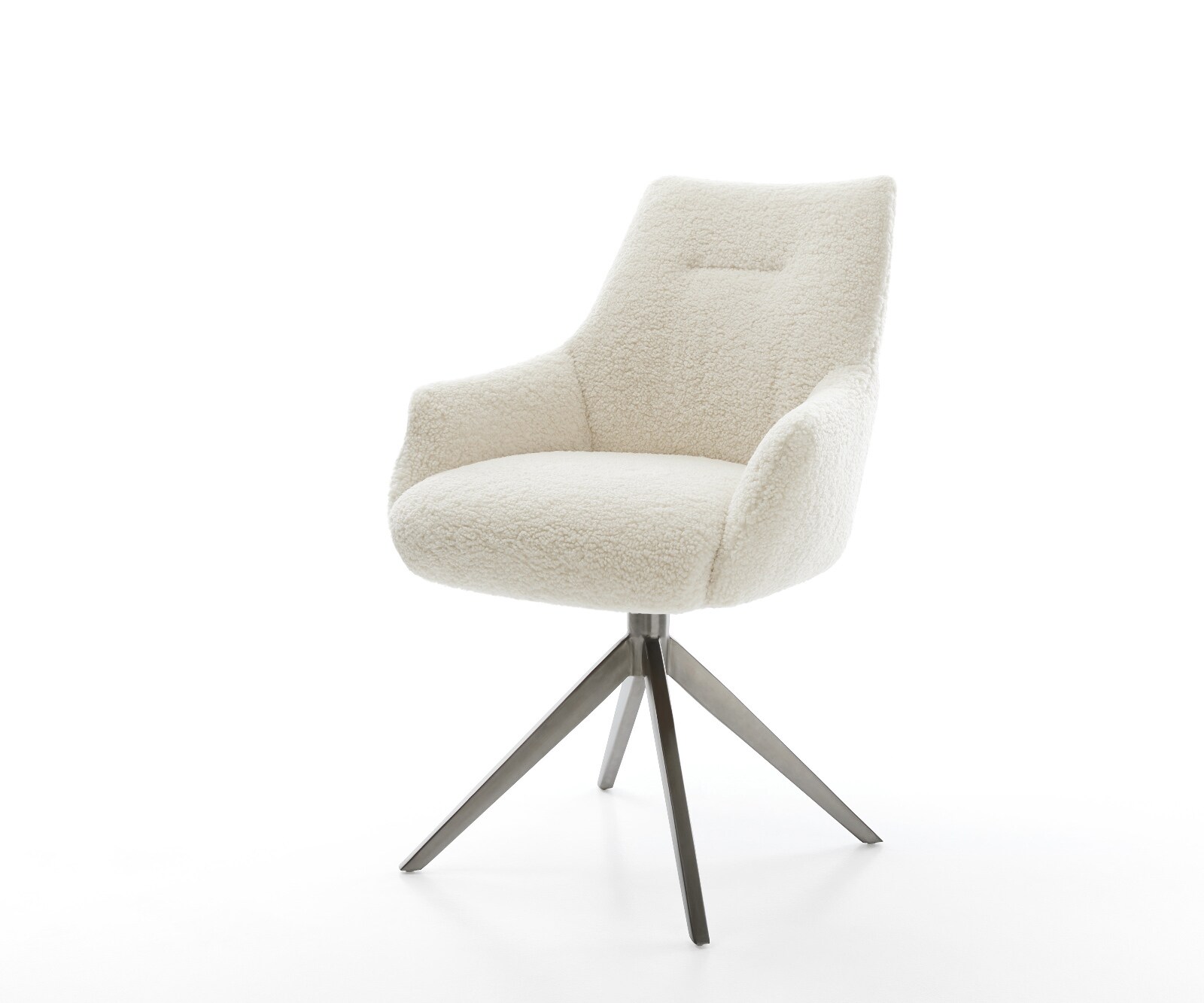 Drehstuhl Alja-Flex mit Armlehnen Teddystoff Beige Kreuzgestell breit Graphit 360° drehbar Wippfunktion Taschenfederkern 1