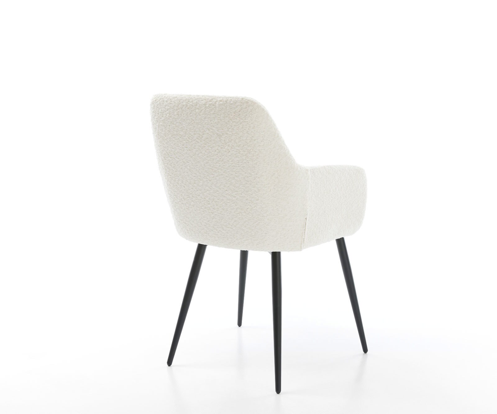 Chaise-de-salle-à-manger Pejo-Flex bouclé blanc 4 pieds coniques noir ressorts ensachés 4