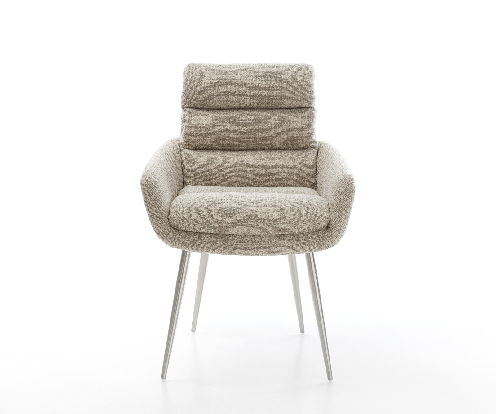 Esszimmerstuhl Abelia-Flex mit Armlehnen Webstoff Soft Beige 4-Fuß konisch Edelstahl 2