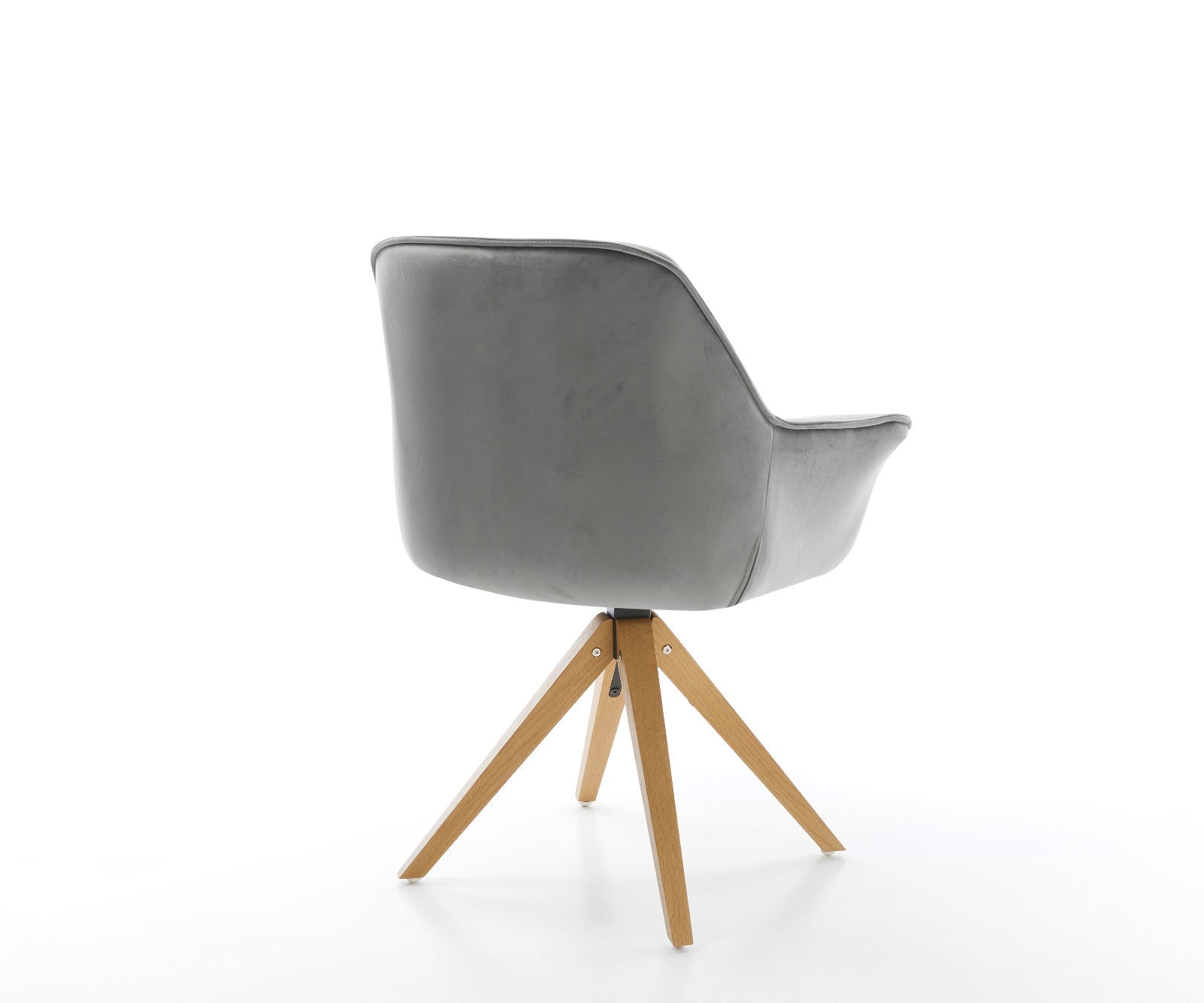 Esszimmerstuhl Keila-Flex mit Armlehnen Samt Grau Holzgestell kantig Natur 5 Esszimmerstuhl Keila-Flex mit Armlehnen Samt Grau Holzgestell kantig Natur 5