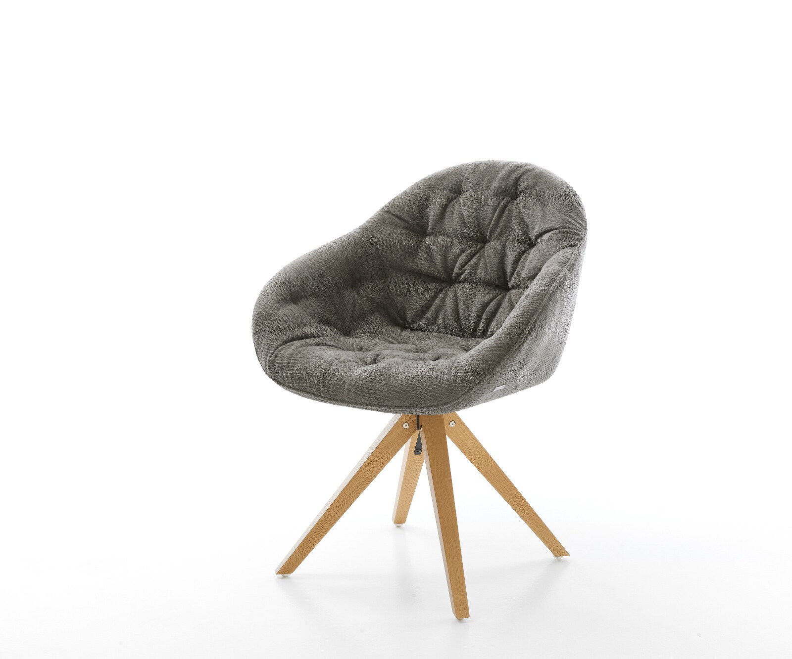 Chaise-pivotante Gaio-Flex bouclé doux couleur boue pied en bois angulaire naturel pivotement sur 180° 1