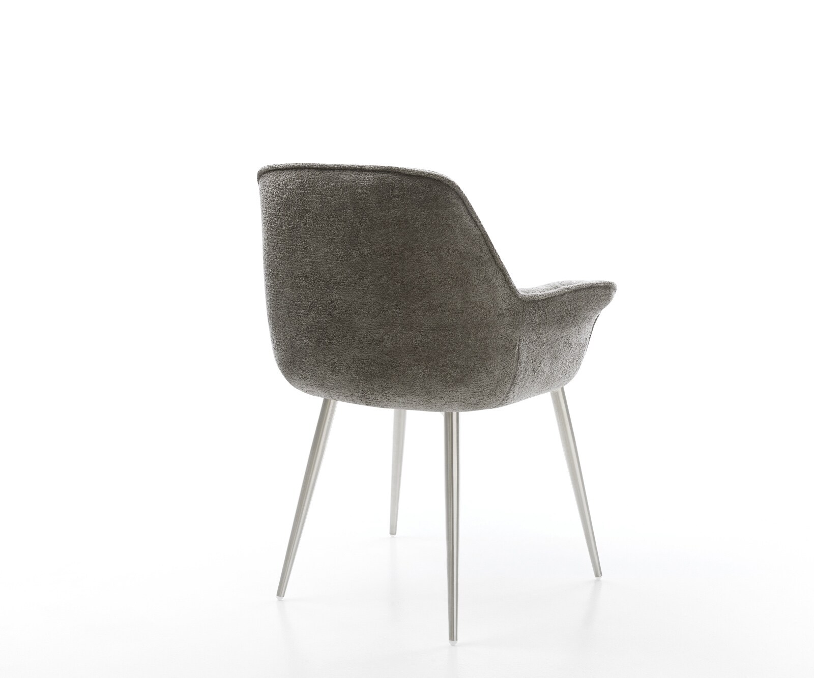 Chaise-de-salle-à-manger Kaira-Flex bouclé doux couleur boue 4 pieds coniques acier inoxydable 5