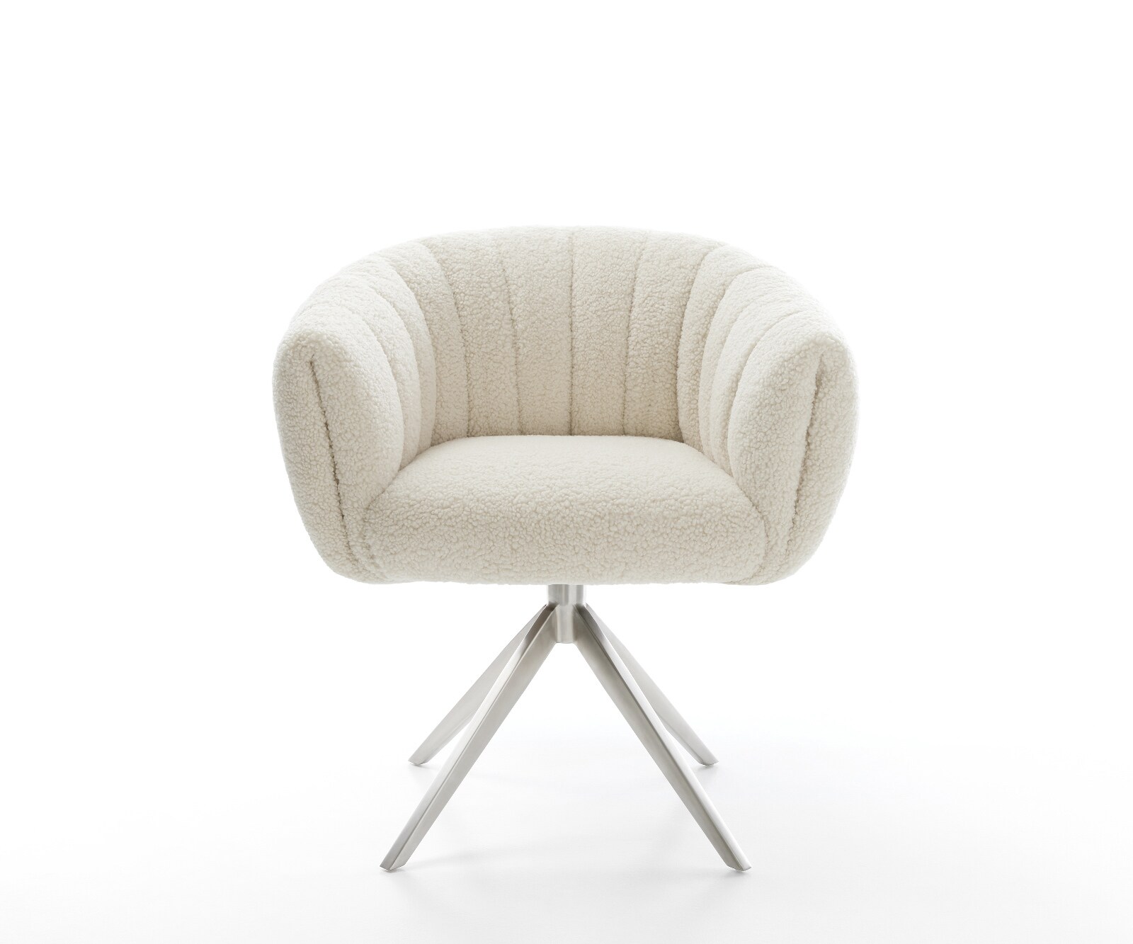 Chaise-pivotante Jada-Flex tissu teddy beige pied croisé large acier inoxydable brossé pivotement sur 360° fonction bascule ressorts ensachés 2
