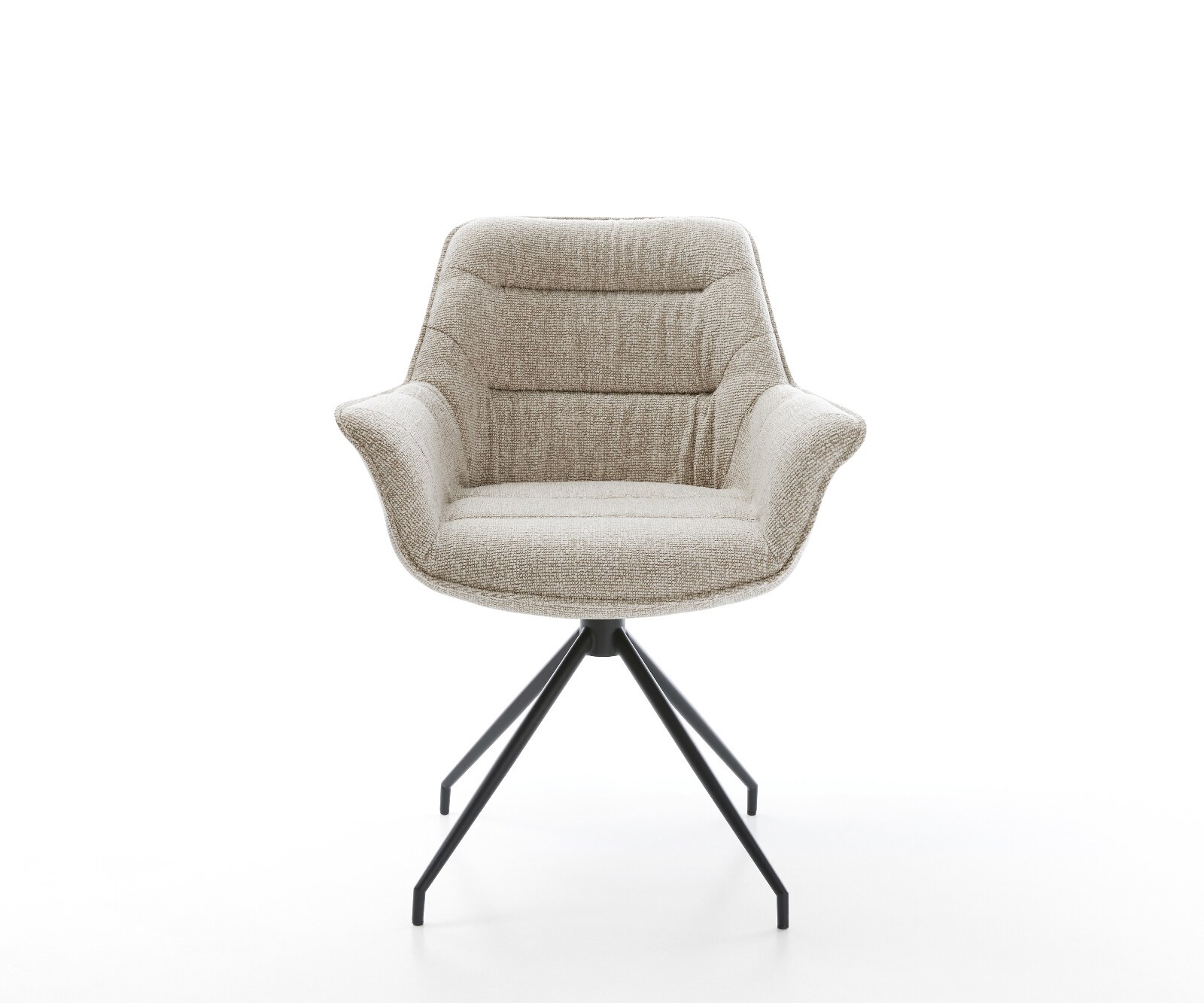 Esszimmerstuhl Kaira-Flex Webstoff Soft Beige Kreuzgestell konisch Schwarz 1