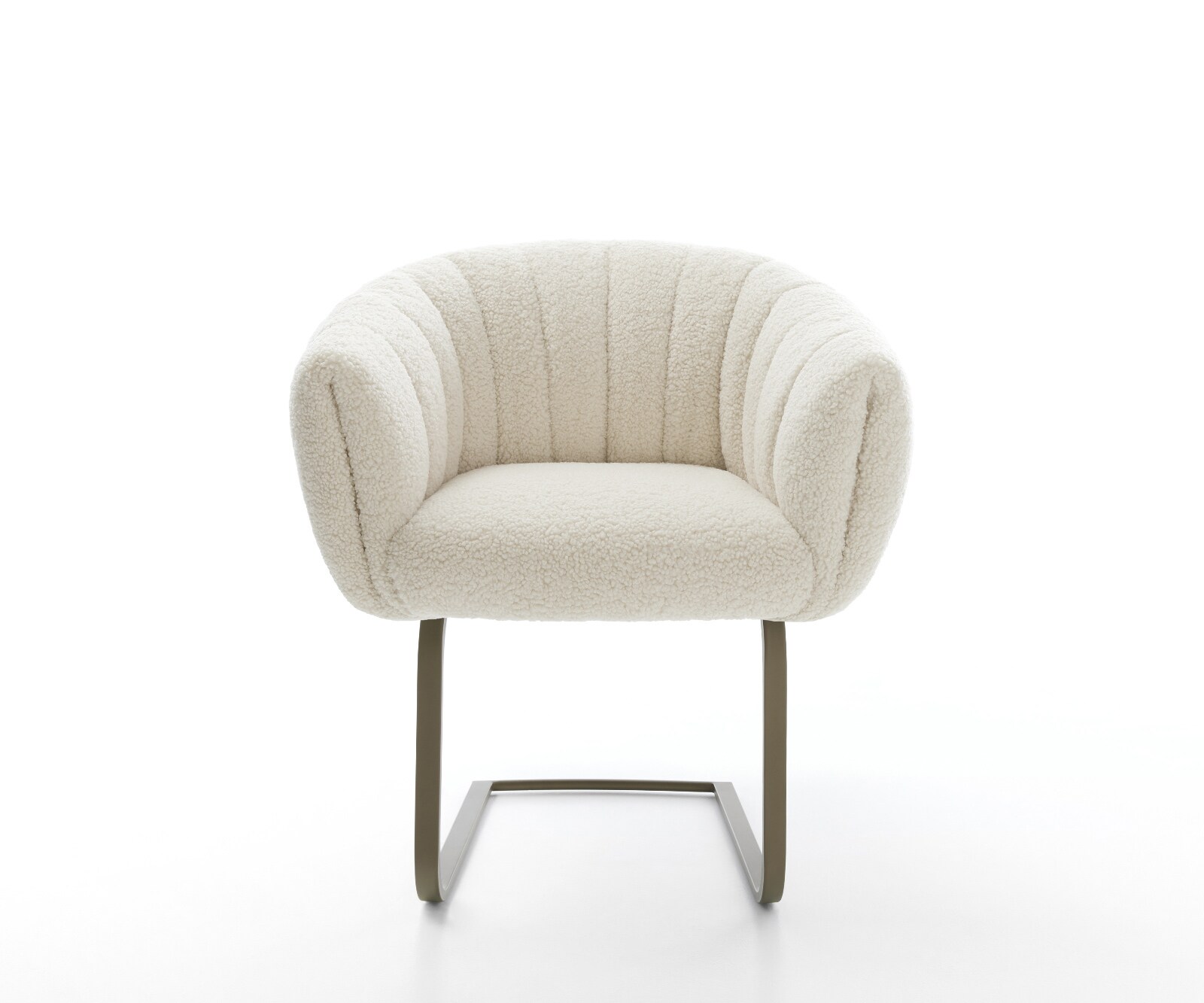 Cantilever Jada-Flex tissu teddy beige pied cantilever plat aspect titane ressorts ensachés 1