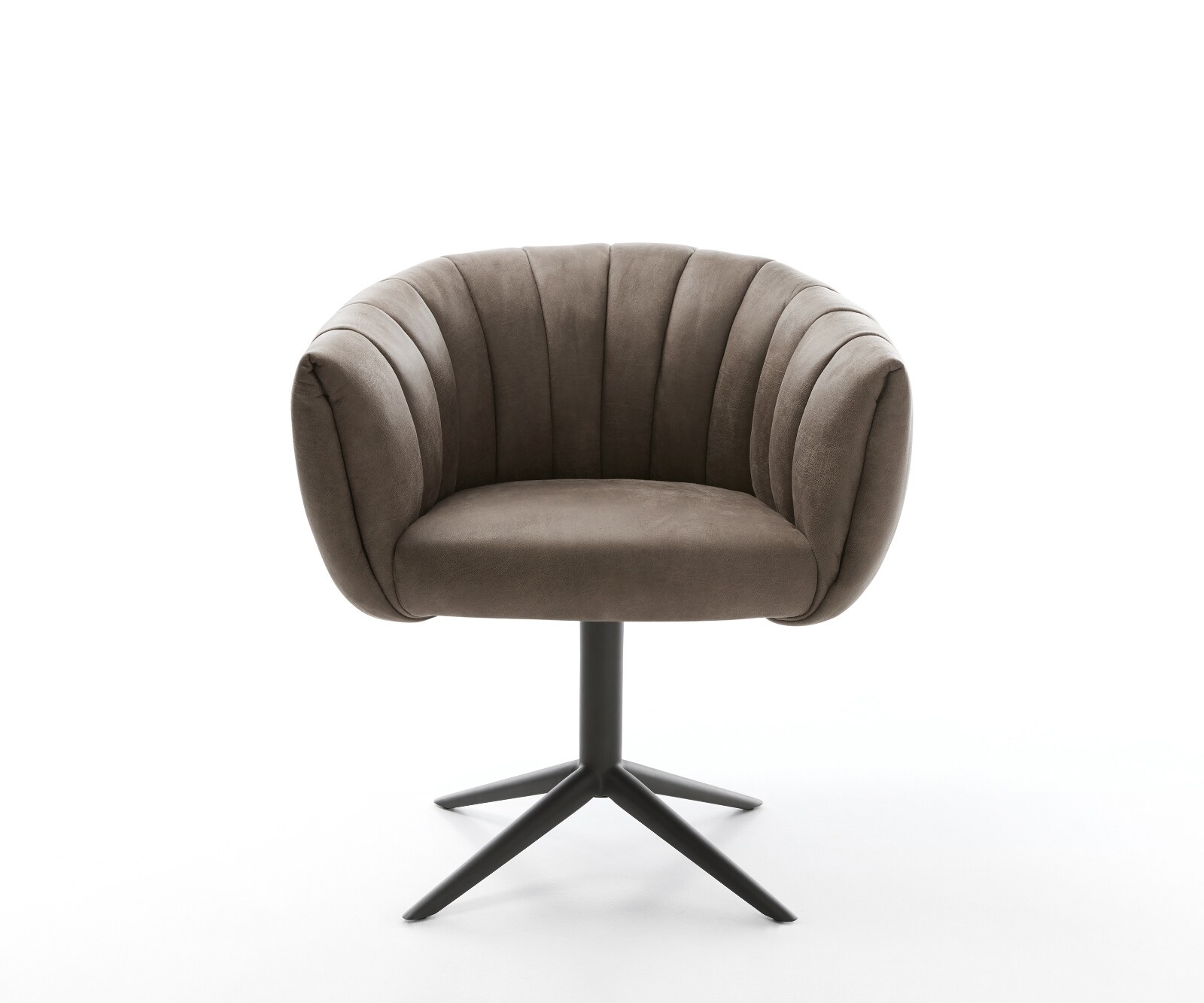 Drehstuhl Jada-Flex Mikrofaser Taupe Vintage Fußkreuz Schwarz 360° drehbar Wippfunktion Taschenfederkern 2