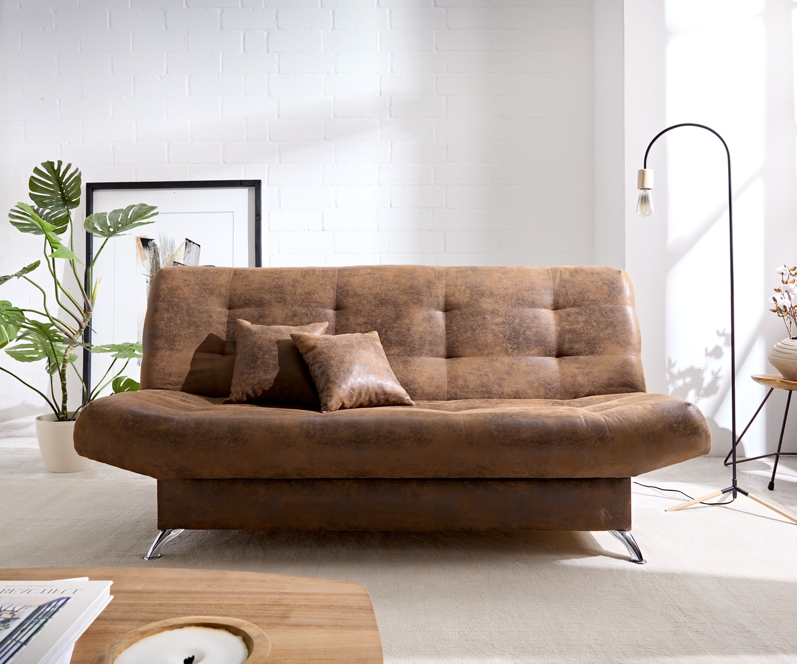Schlafsofa Viola 190x90 cm Braun Antik Optik Bettkasten 4 Schlafsofa Viola 190x90 cm Braun Antik Optik Bettkasten 4