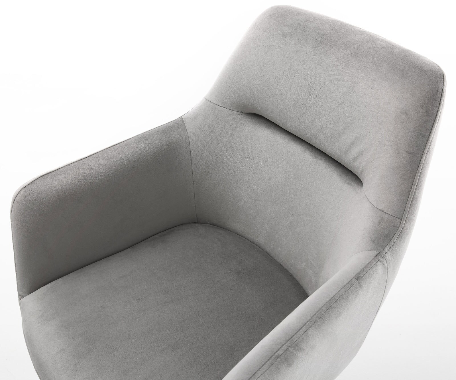 Chaise-pivotante Pejo-Flex velours gris pied croisé large acier inoxydable brossé pivotement sur 360° fonction bascule ressorts ensachés 3