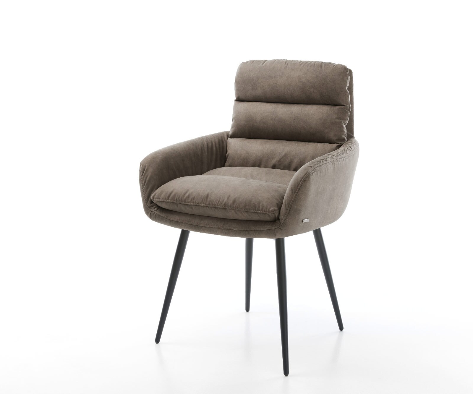 Esszimmerstuhl Abelia-Flex mit Armlehnen Mikrofaser Taupe Vintage 4-Fuß konisch Schwarz 1