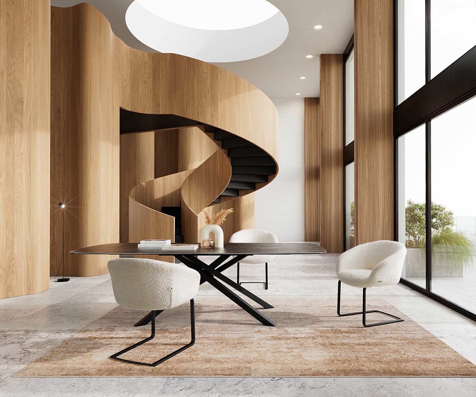 Freischwinger Vinka-Flex mit Armlehnen Bouclé Weiß Freischwinger flach Schwarz Taschenfederkern 3 Freischwinger Vinka-Flex mit Armlehnen Bouclé Weiß Freischwinger flach Schwarz Taschenfederkern 3