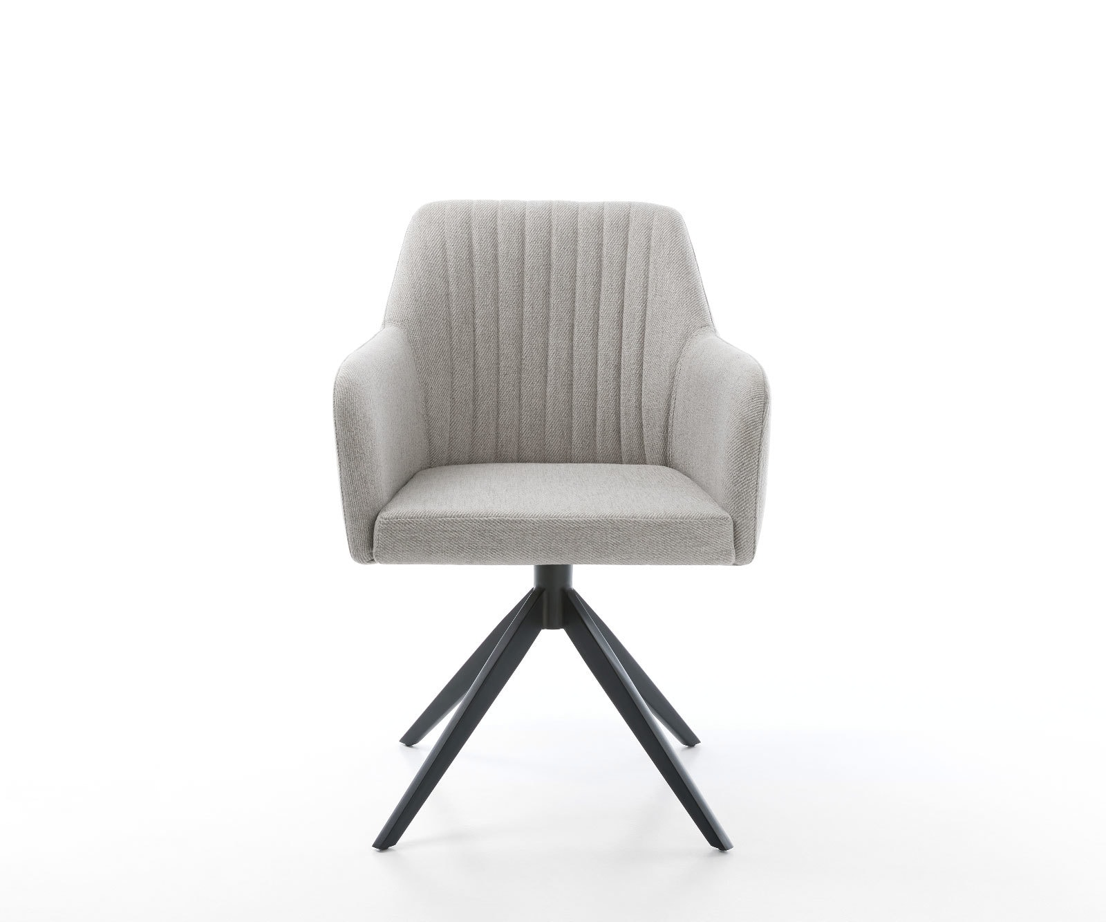 Chaise-de-salle-à-manger Greg-Flex rayures gris clair pied croisé large noir ressorts ensachés 2