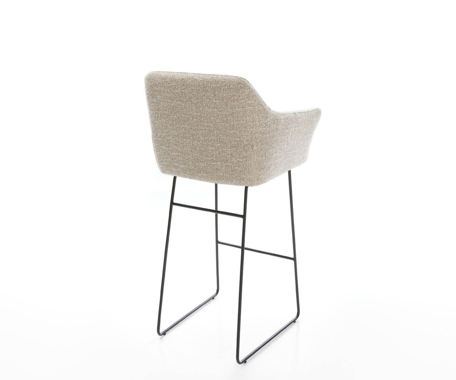 Chaise-de-bar Yulo-Flex Tissu tissé doux Beige Pied trapèze noir Noir 4