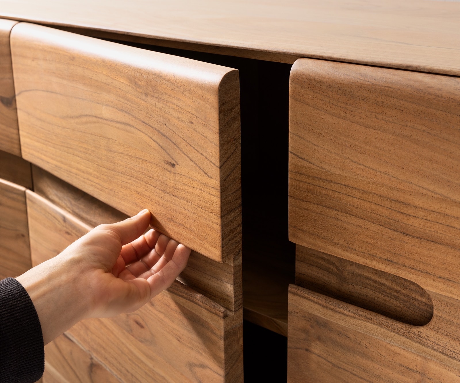 Sideboard Anaya 145 cm Akazie Natur 3 Türen L-Fuß Edelstahl 5 Sideboard Anaya 145 cm Akazie Natur 3 Türen L-Fuß Edelstahl 5