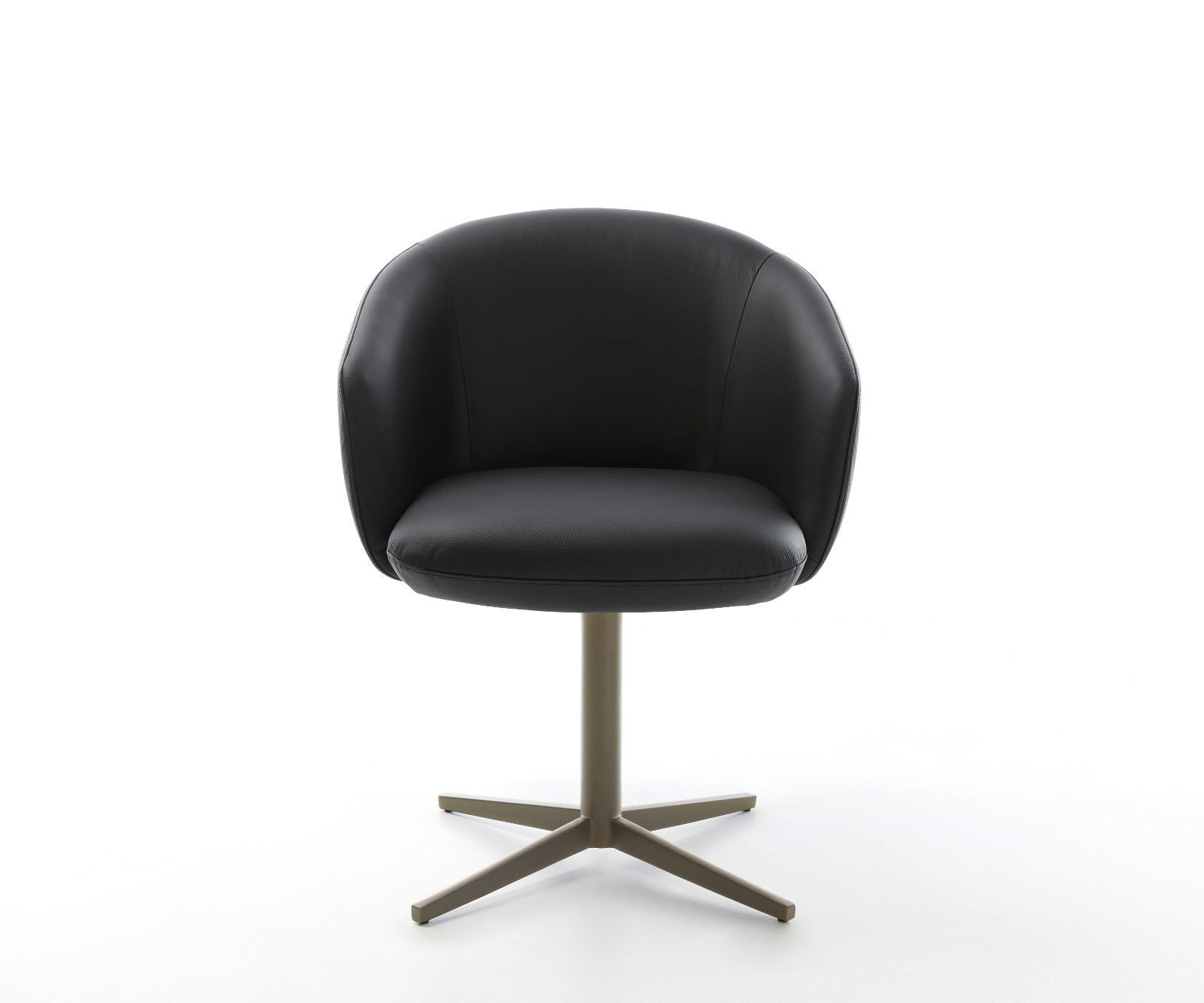 Chaise-pivotante Caja-Flex avec accoudoirs cuir de vache noir pied de chaise 4 branches aspect titane pivotement sur 360° ressorts ensachés 2