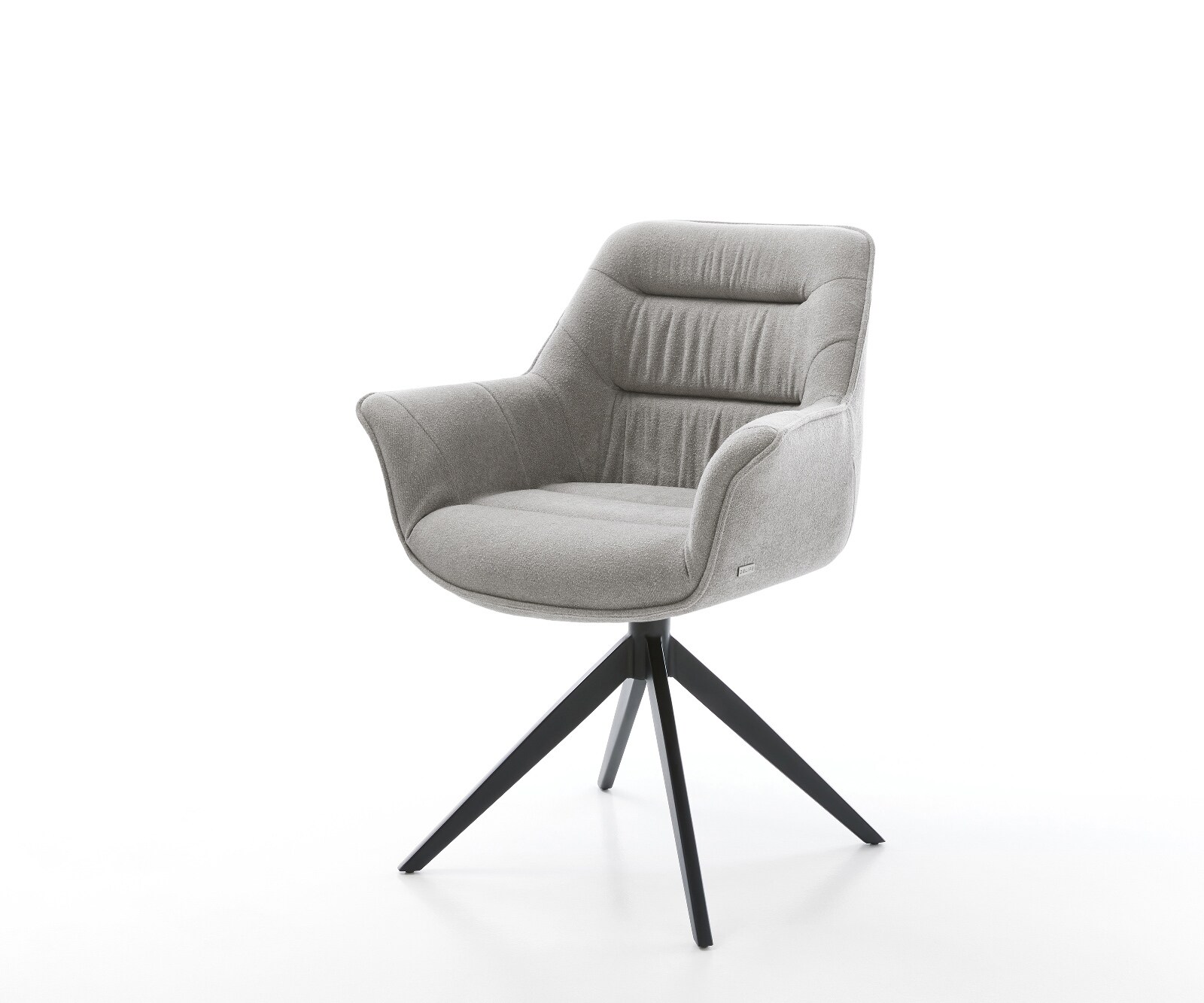 Drehstuhl Kaira-Flex Strukturstoff Soft Grau Kreuzgestell breit Schwarz 360° drehbar Wippfunktion 1