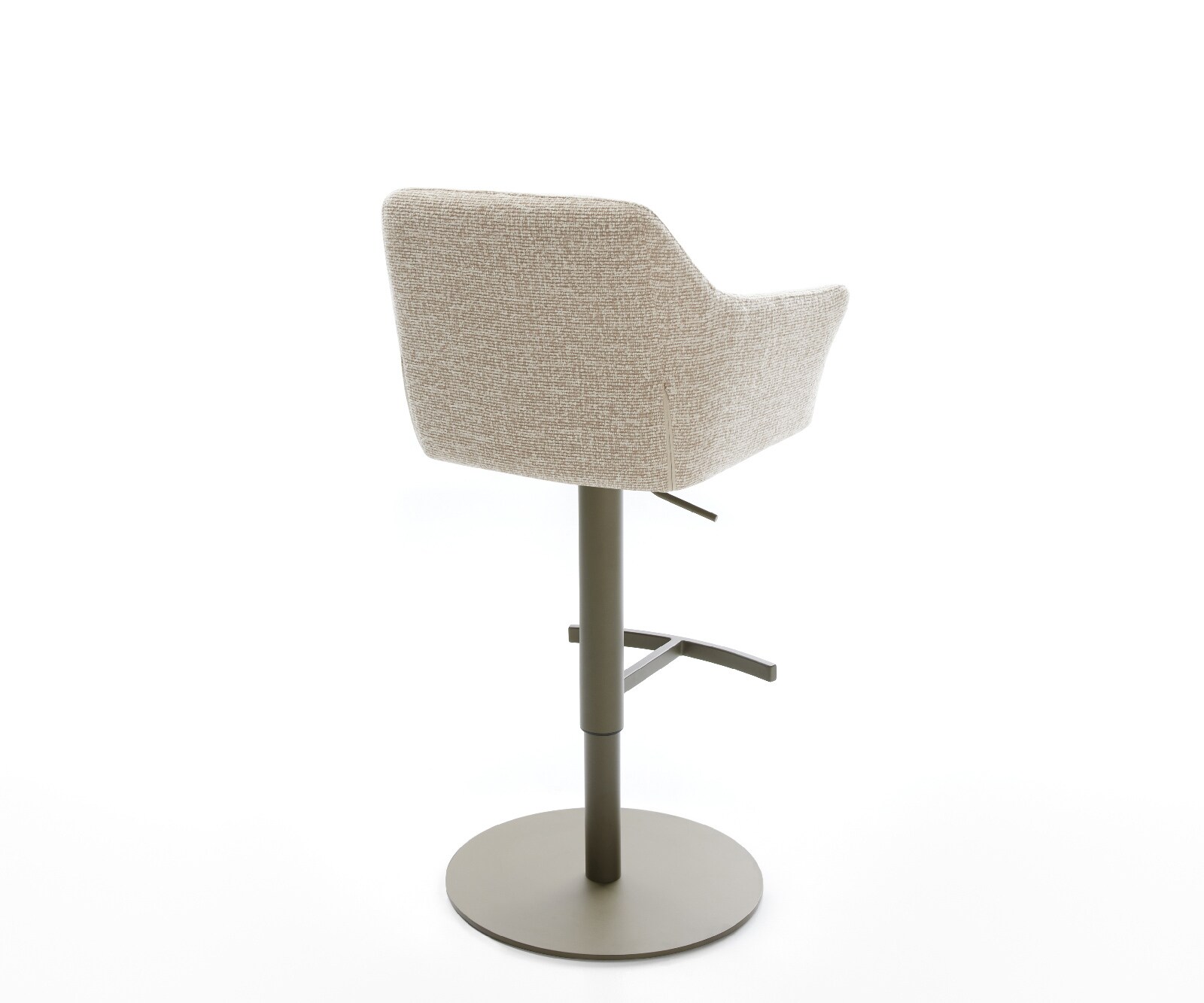 Chaise-de-bar Yulo-Flex Tissu tissé doux Beige Pied pivotant réglable en hauteur couleur titane Couleur titane 4