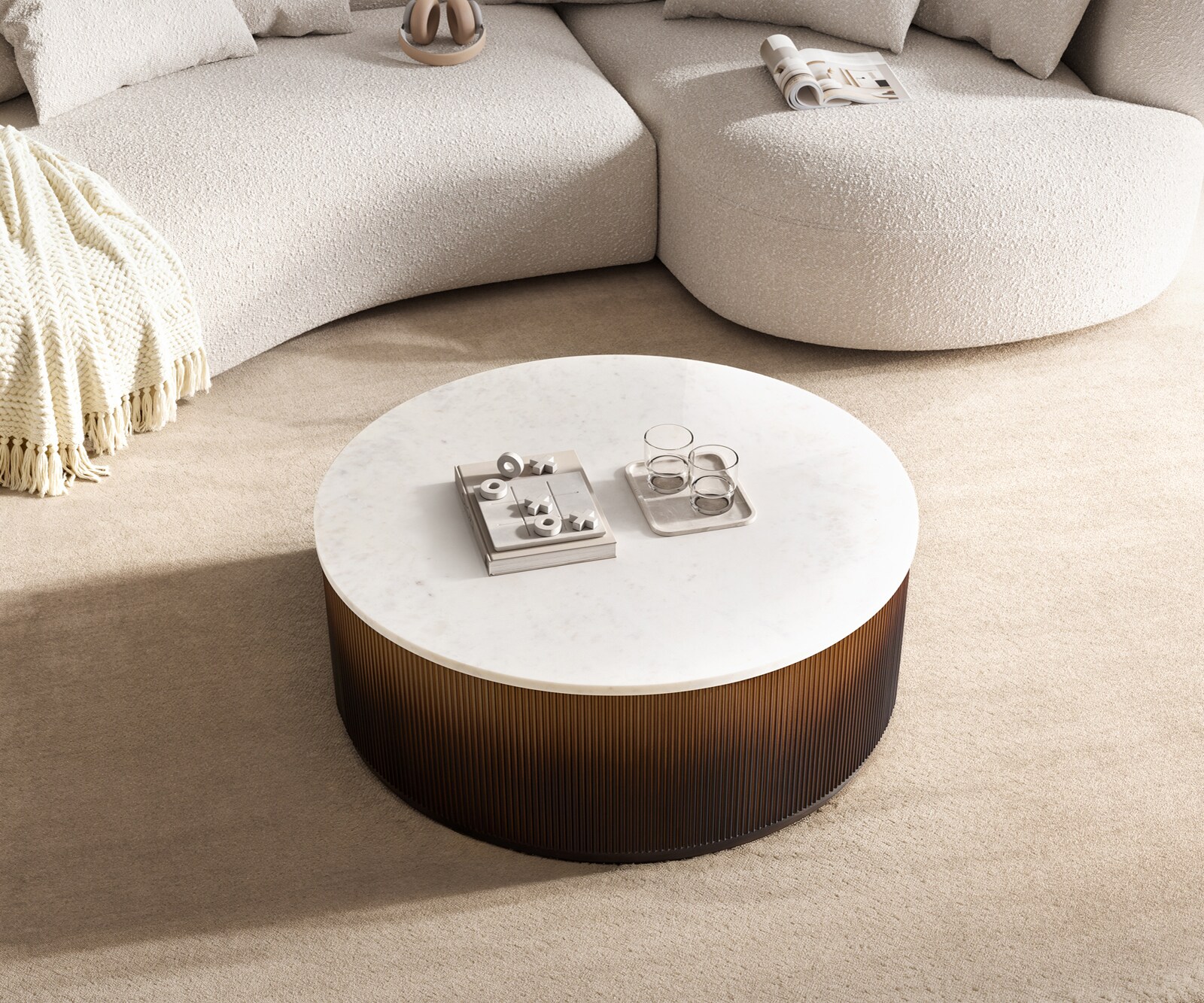 Couchtisch Fiorano 90x90 cm Marmor Weiß Metall Gold Fusion Finish 1