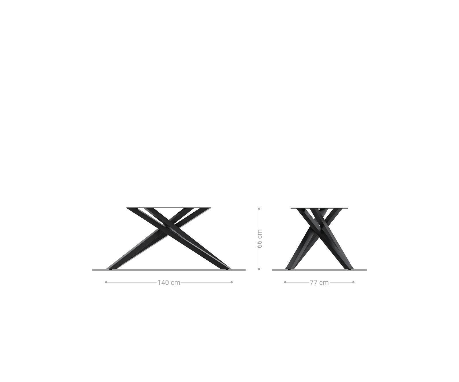 Piètement croisé rectangle en métal argenté pour tables à rallonges de 180-300 cm 2