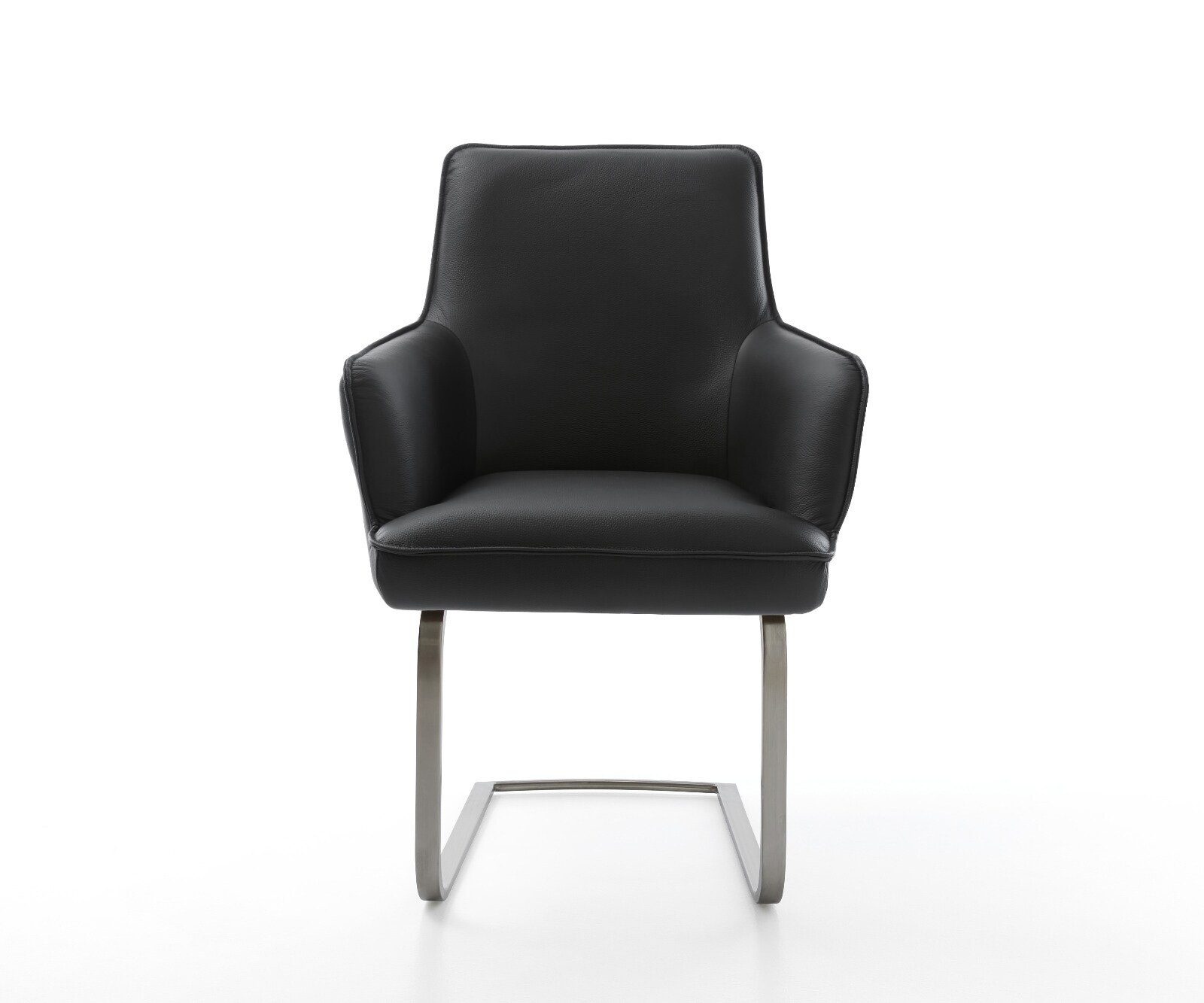 Cantilever Heira-Flex avec accoudoirs cuir de vache noir pied cantilever plat grafiete ressorts ensachés 1