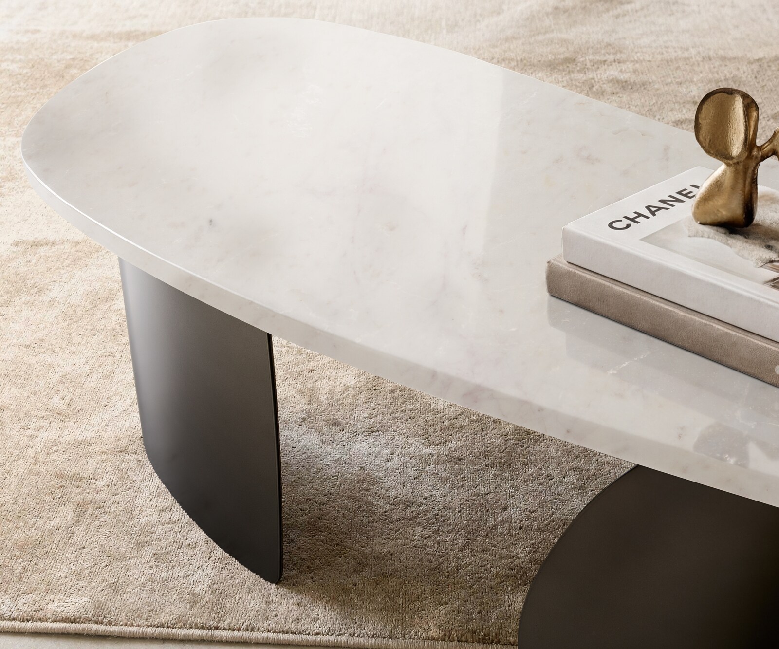 Couchtisch Marvello 100x50 cm Marmor Weiß Metall Black Antique 4