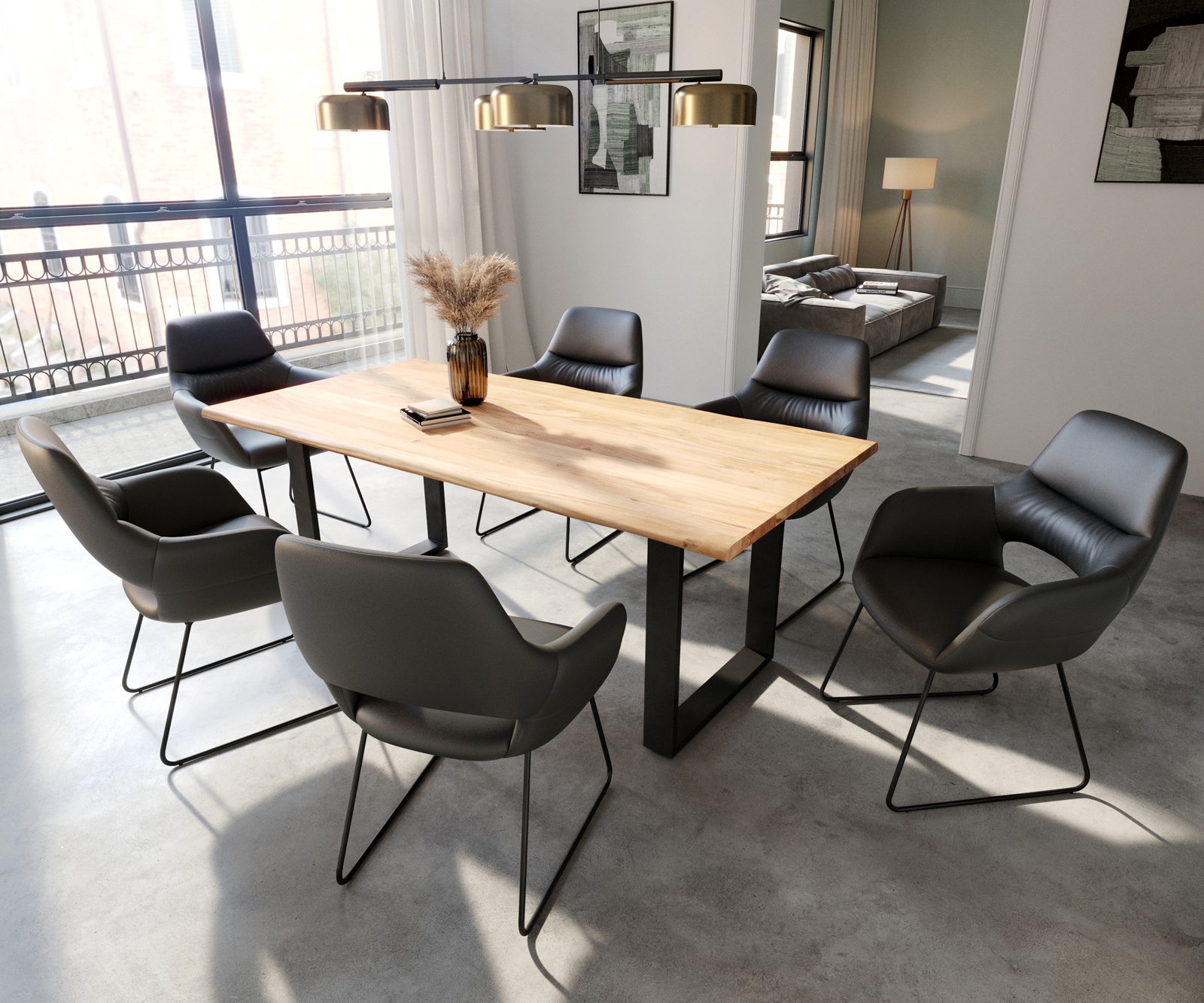 Esszimmerstuhl Yago-Flex mit Armlehnen Echt-Leder Schwarz Kufengestell Schwarz Taschenfederkern 3 Esszimmerstuhl Yago-Flex mit Armlehnen Echt-Leder Schwarz Kufengestell Schwarz Taschenfederkern 3