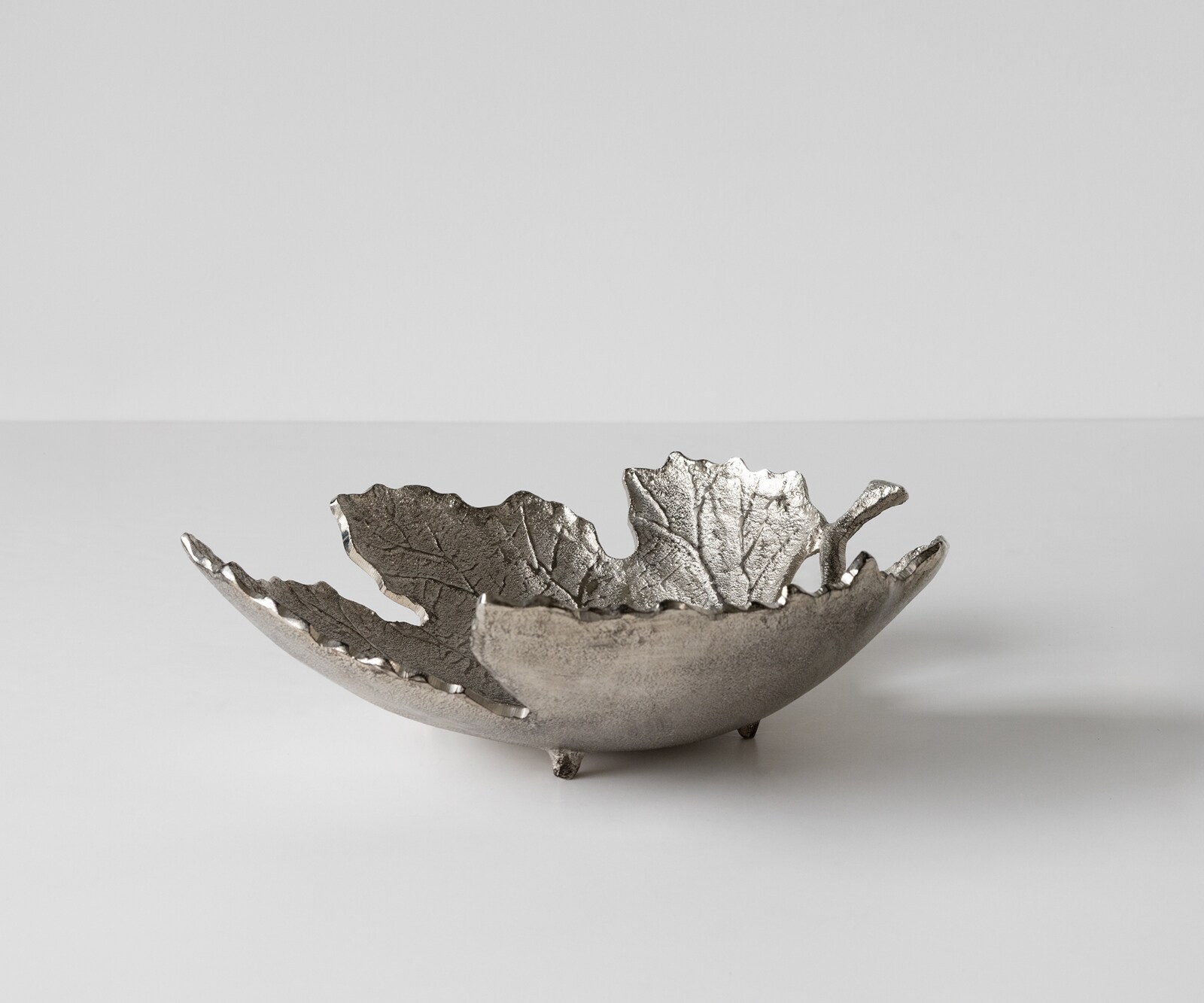 Schale Folia B41 x T38 x H12 cm Aluminium Platin Handgemacht 1