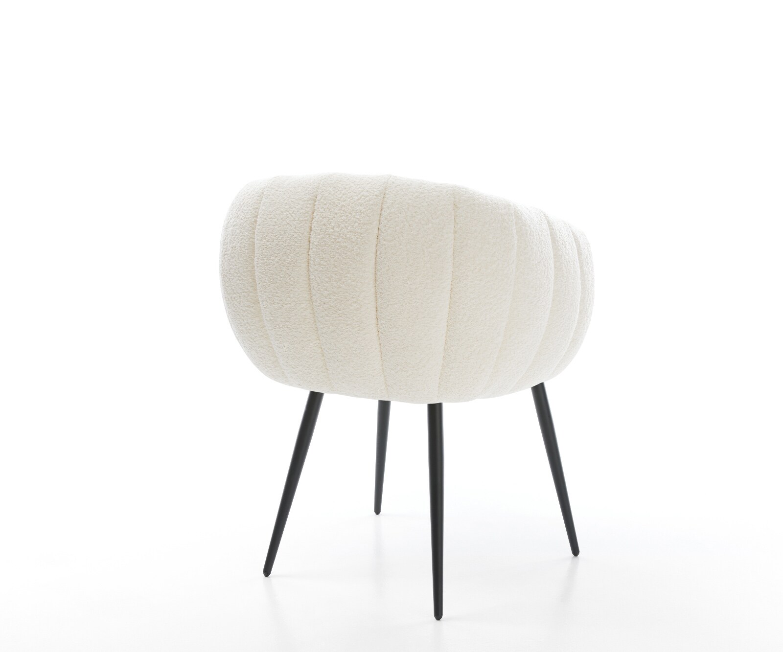 Chaise-de-salle-à-manger Jada-Flex bouclé blanc 4 pieds coniques noir ressorts ensachés 5