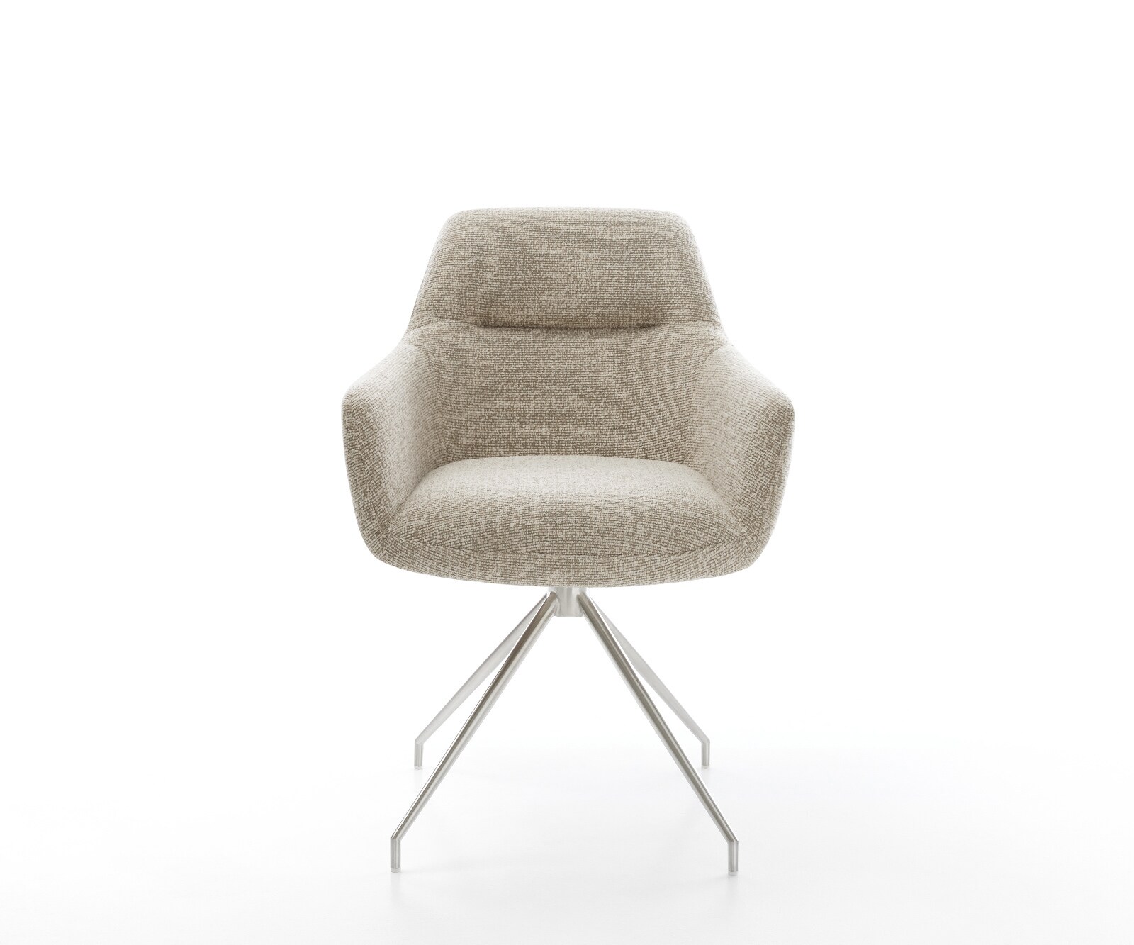 Chaise-de-salle-à-manger Pejo-Flex tissu tissé doux beige pied croisé conique acier inoxydable resorts ensachés 2